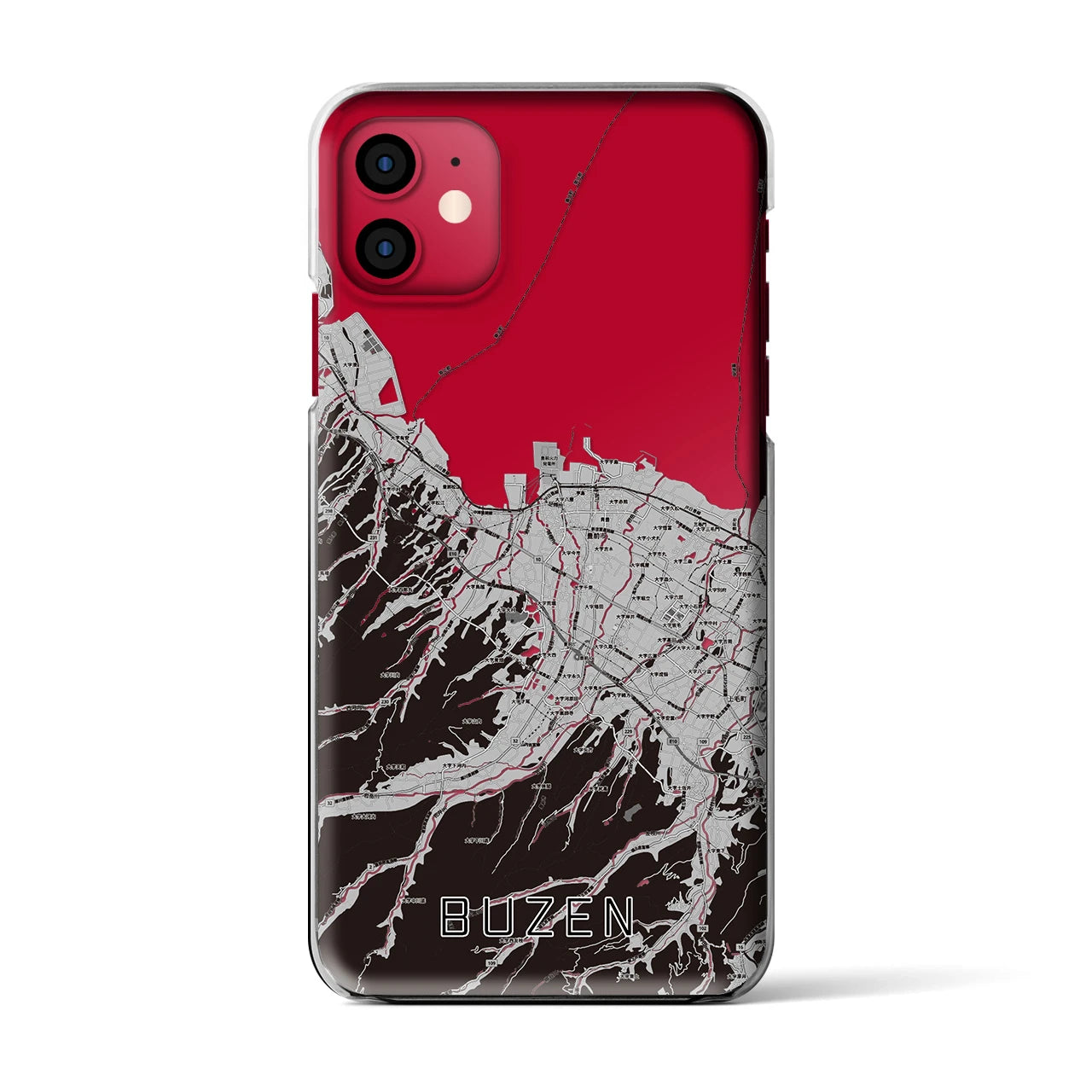 【豊前(福岡県)】地図柄iPhoneケース(クリアタイプ)モノトーン・iPhone 11 用