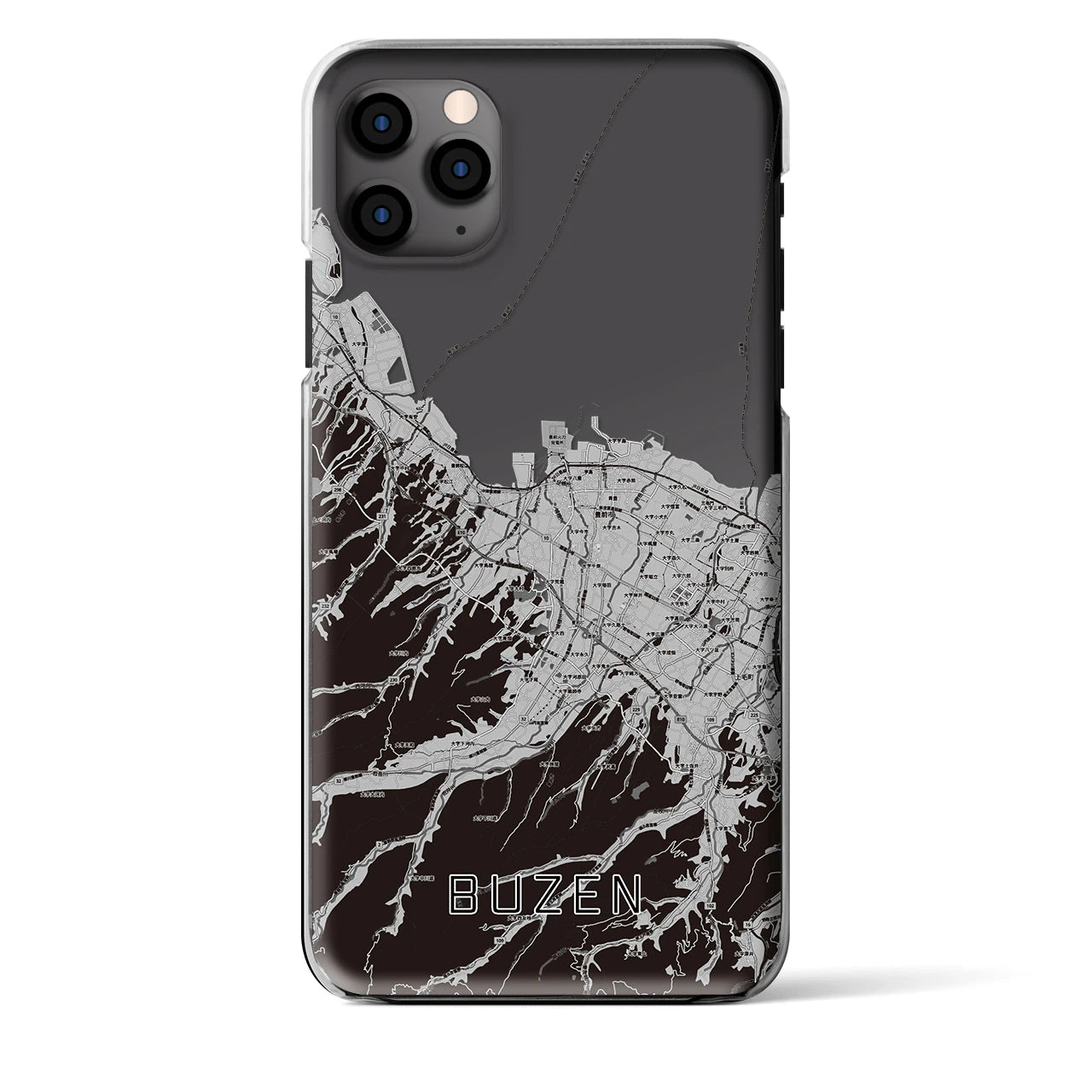 【豊前(福岡県)】地図柄iPhoneケース(クリアタイプ)モノトーン・iPhone 11 Pro Max 用