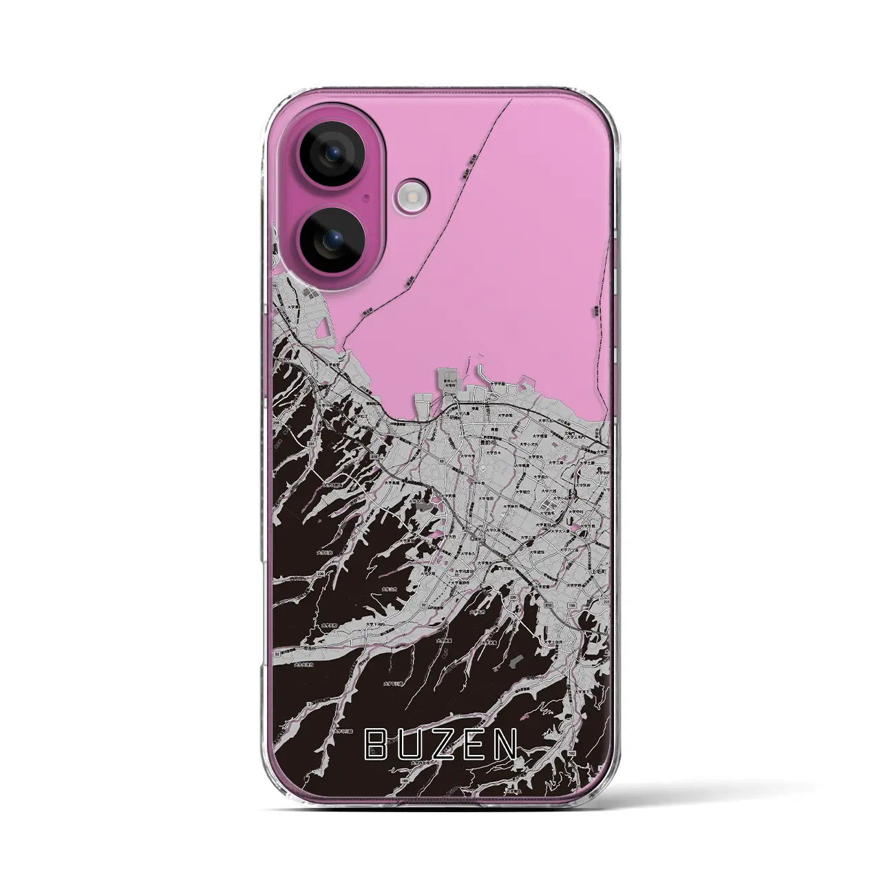 【豊前(福岡県)】地図柄iPhoneケース(クリアタイプ)モノトーン・iPhone 16 Pro 用