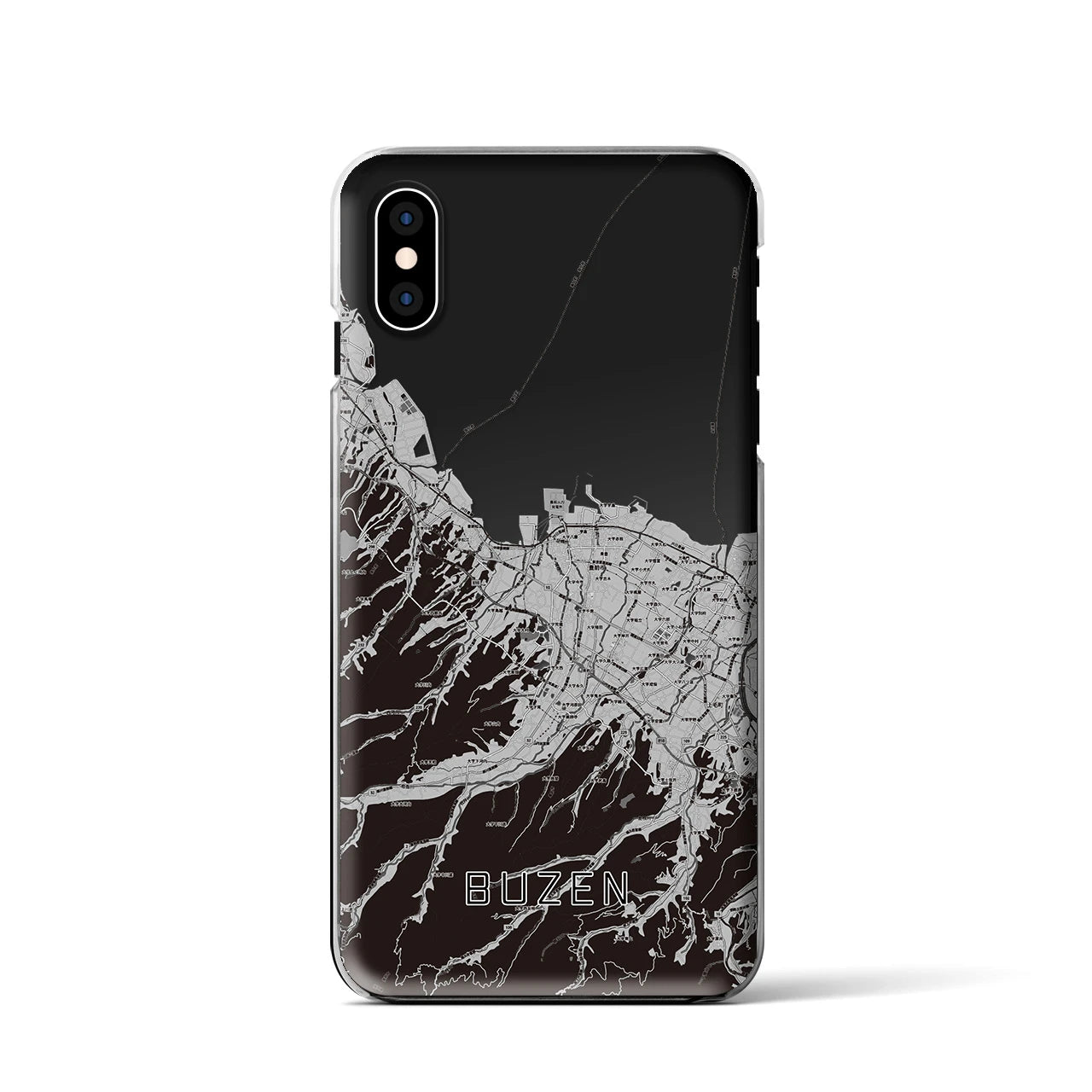 【豊前(福岡県)】地図柄iPhoneケース(クリアタイプ)モノトーン・iPhone XS / X 用