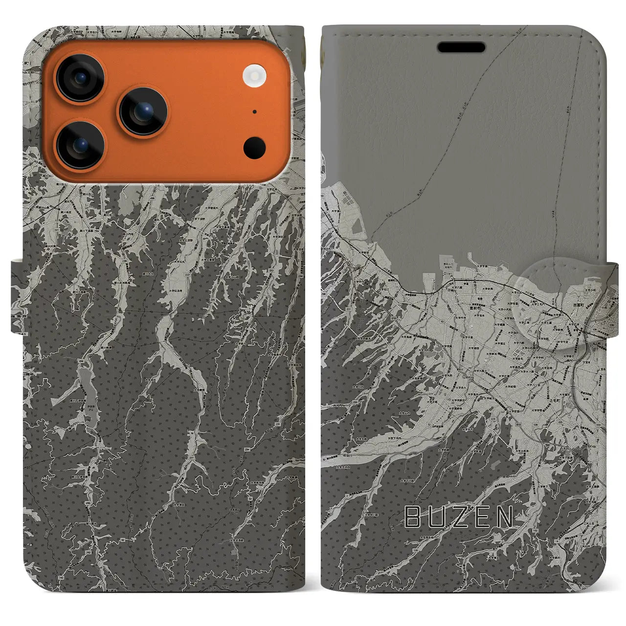 【豊前(福岡県)】地図柄iPhoneケース(手帳タイプ)