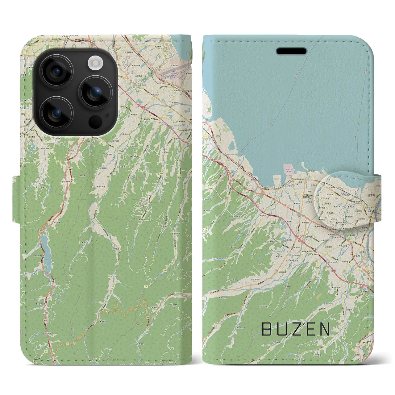 【豊前(福岡県)】地図柄iPhoneケース(手帳タイプ)ナチュラル・iPhone 16 用