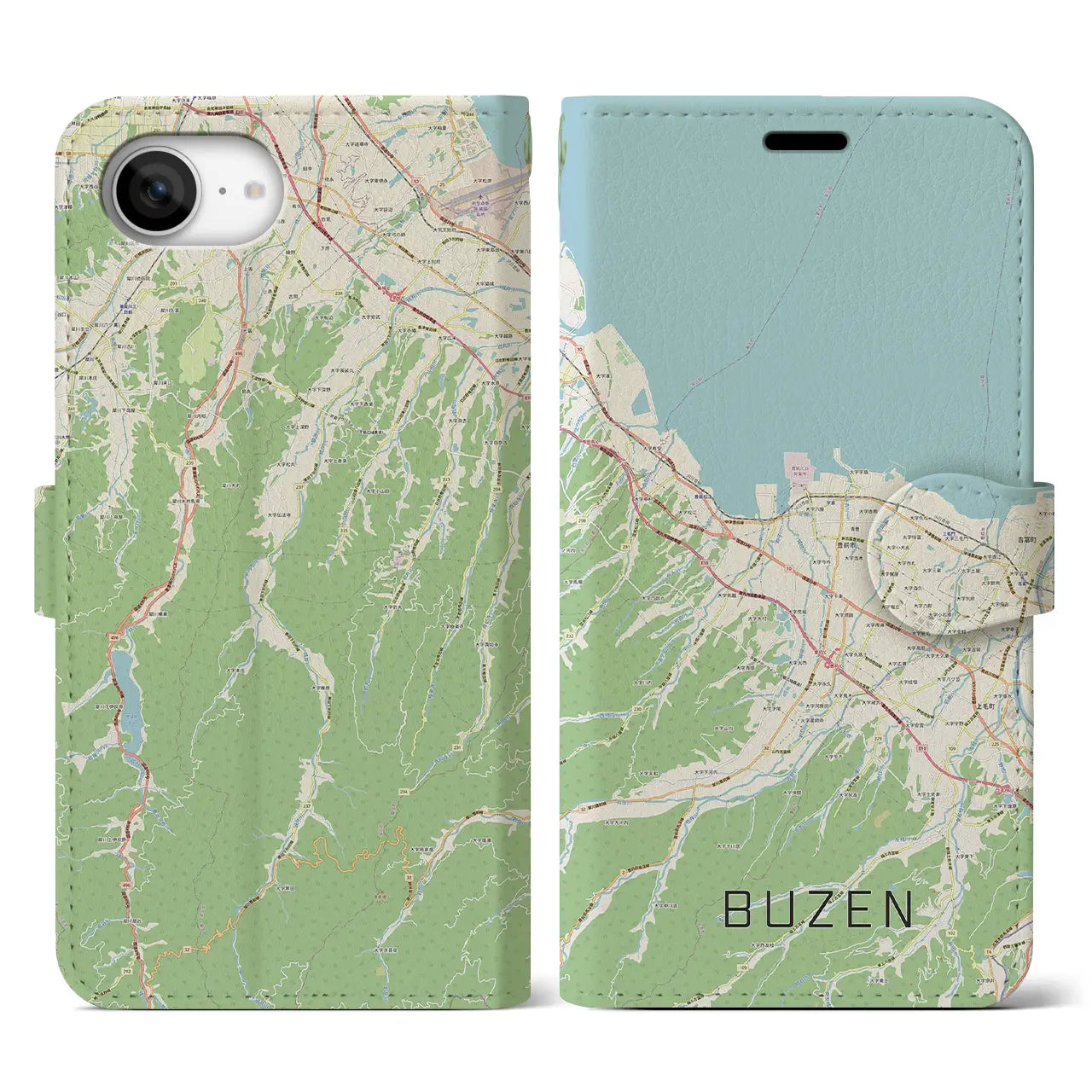 【豊前(福岡県)】地図柄iPhoneケース(手帳タイプ)