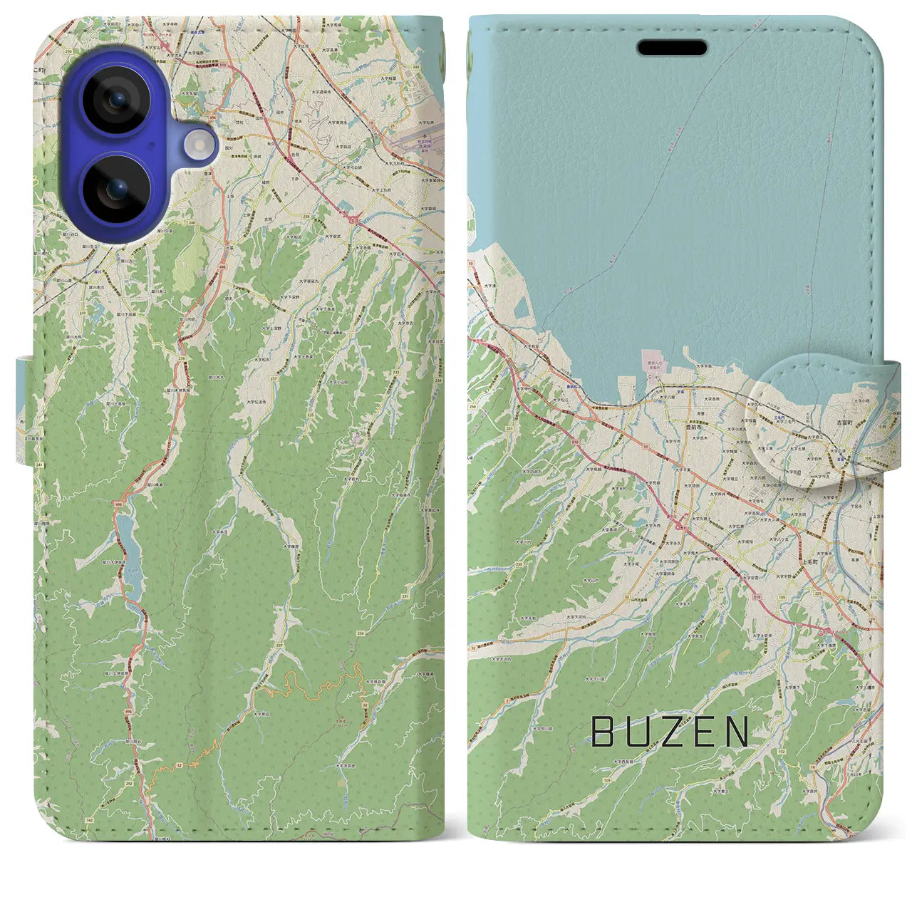 【豊前(福岡県)】地図柄iPhoneケース(手帳タイプ)ナチュラル・iPhone 16 Pro Max 用