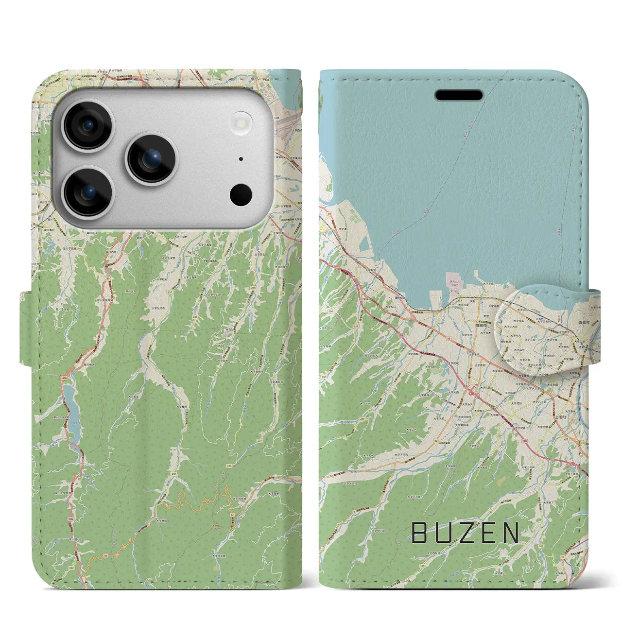 【豊前(福岡県)】地図柄iPhoneケース(手帳タイプ)