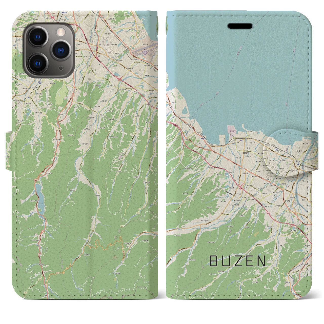 【豊前(福岡県)】地図柄iPhoneケース(手帳タイプ)