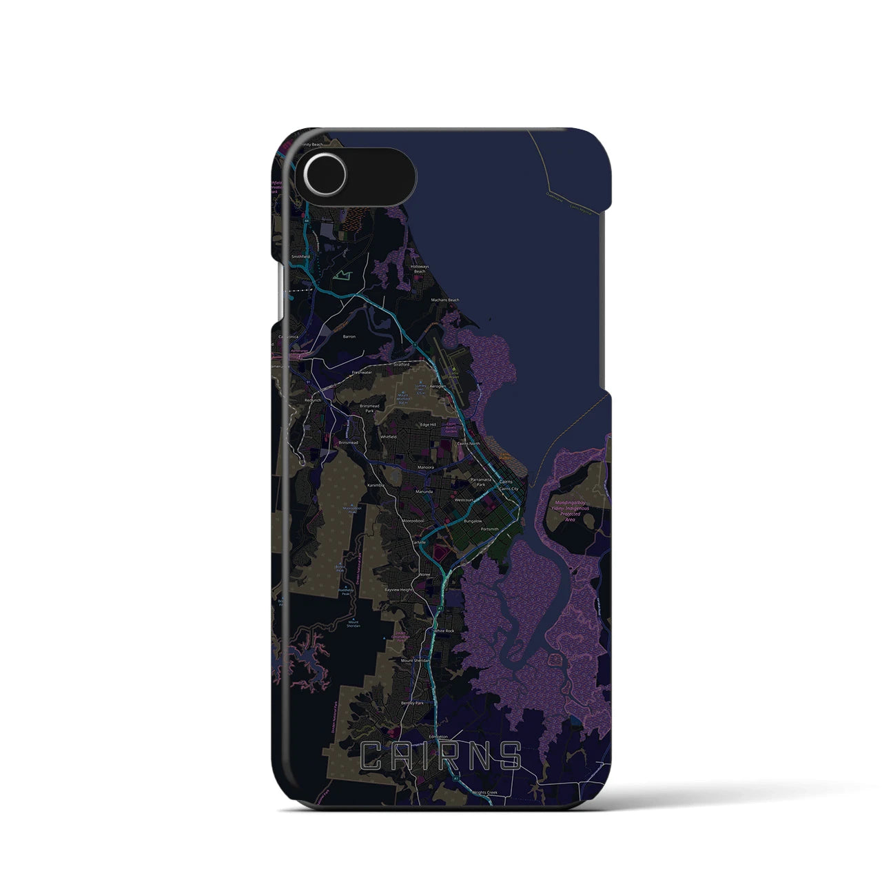 【ケアンズ(オーストラリア)】地図柄iPhoneケース(バックカバータイプ)