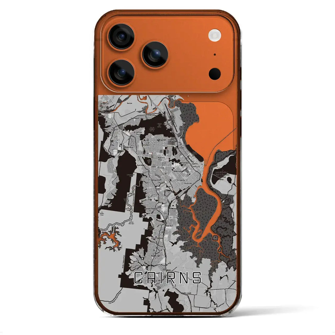 【ケアンズ(オーストラリア)】地図柄iPhoneケース(クリアタイプ)モノトーン・iPhone 17 Pro Max 用