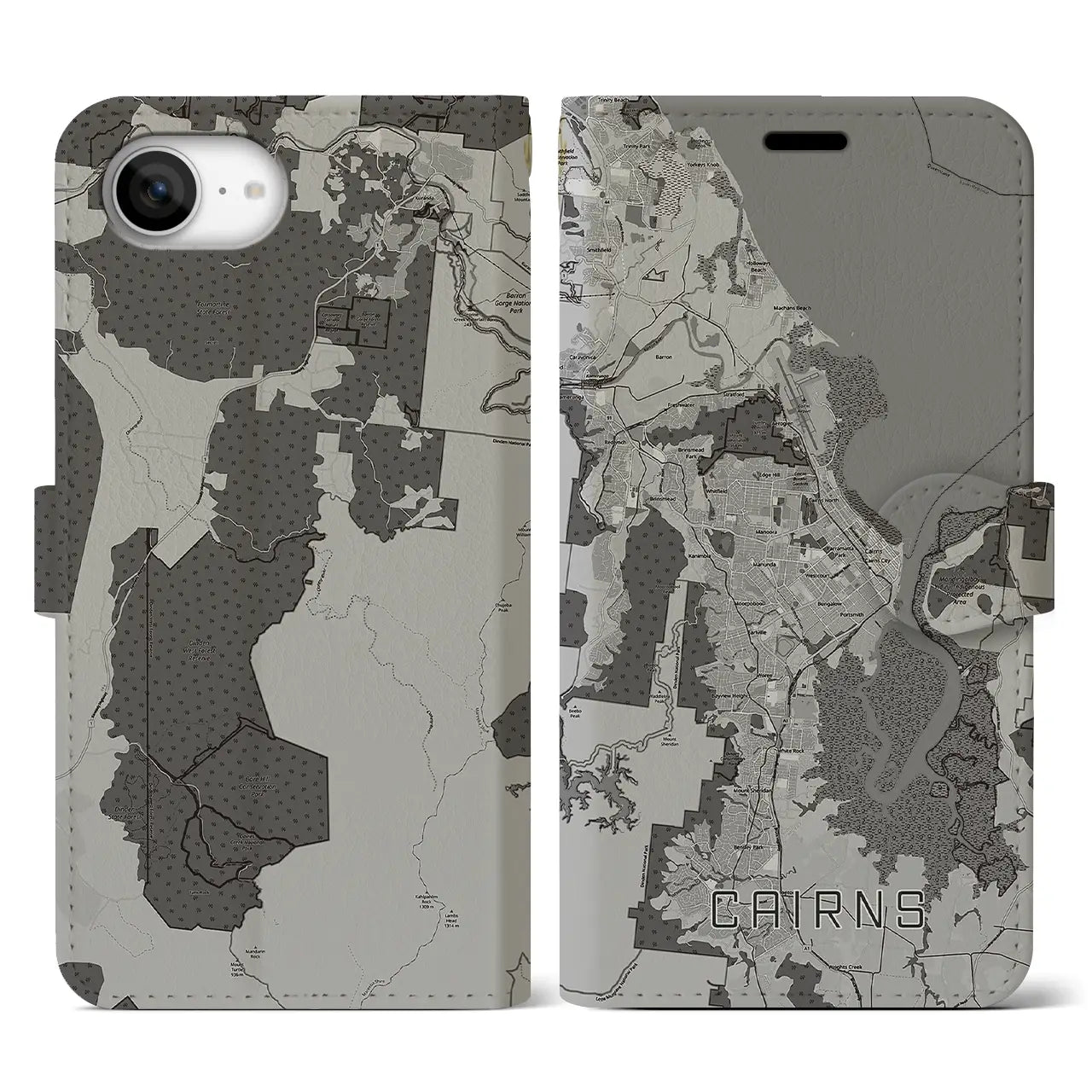 【ケアンズ(オーストラリア)】地図柄iPhoneケース(手帳タイプ)