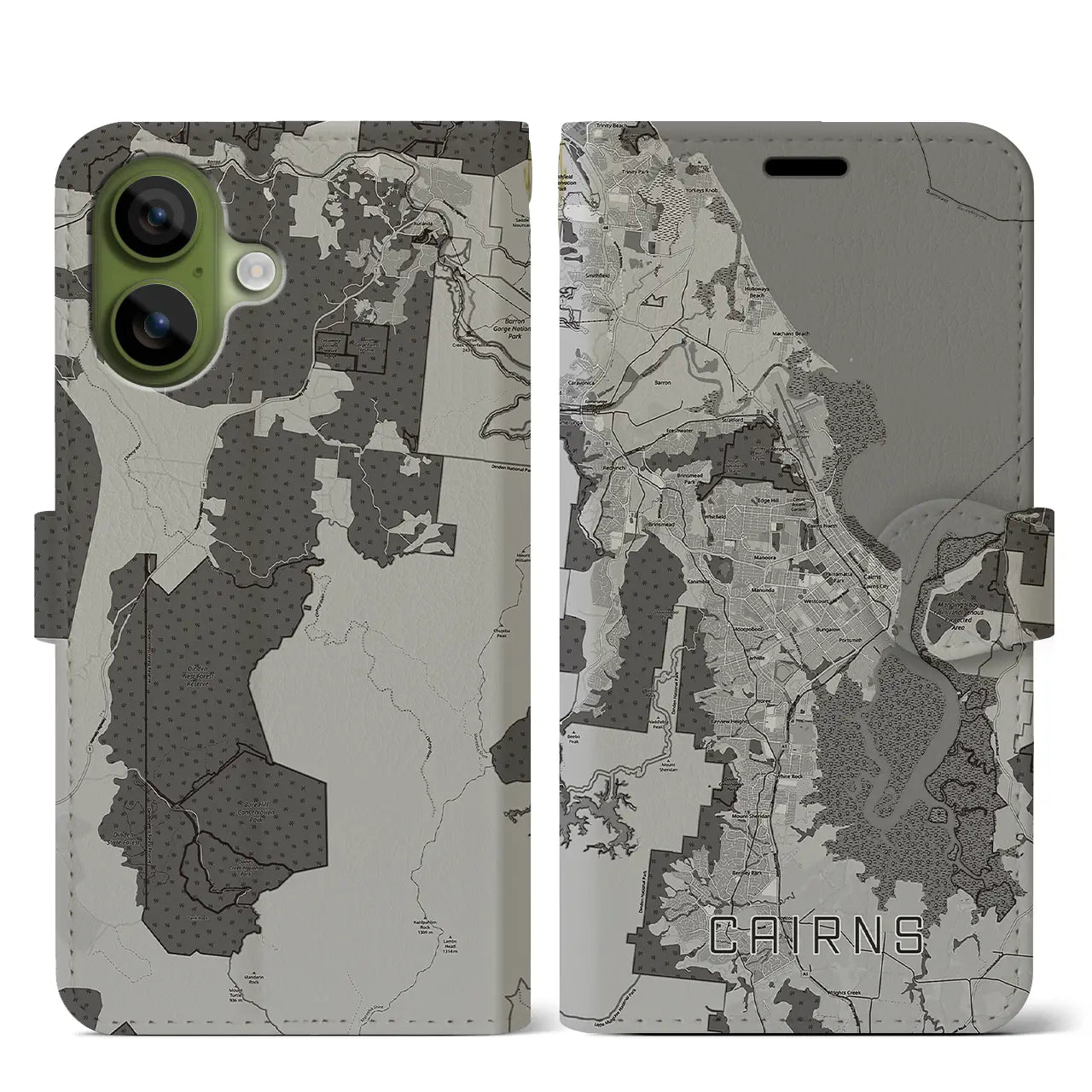 【ケアンズ(オーストラリア)】地図柄iPhoneケース(手帳タイプ)