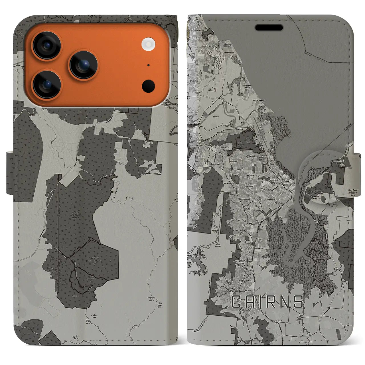 【ケアンズ(オーストラリア)】地図柄iPhoneケース(手帳タイプ)