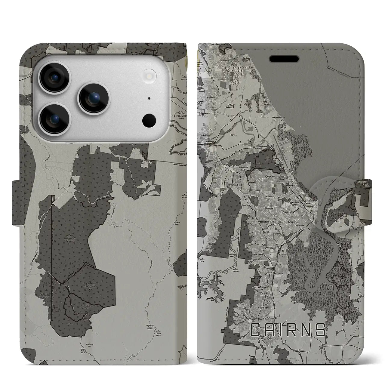 【ケアンズ(オーストラリア)】地図柄iPhoneケース(手帳タイプ)