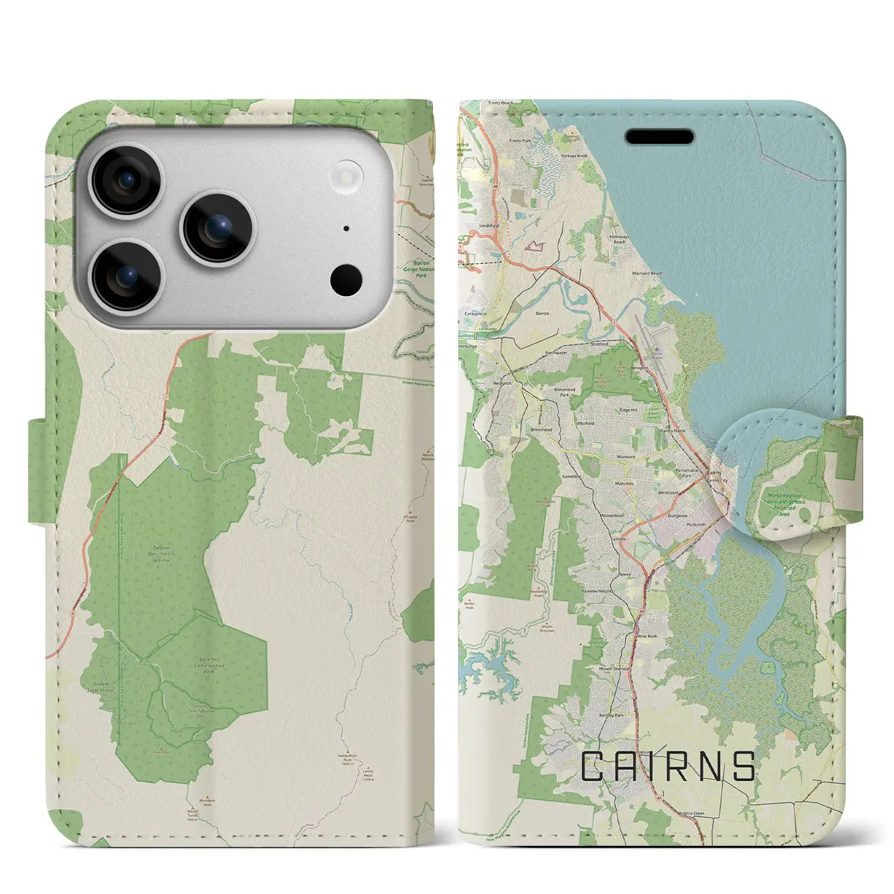 【ケアンズ(オーストラリア)】地図柄iPhoneケース(手帳タイプ)