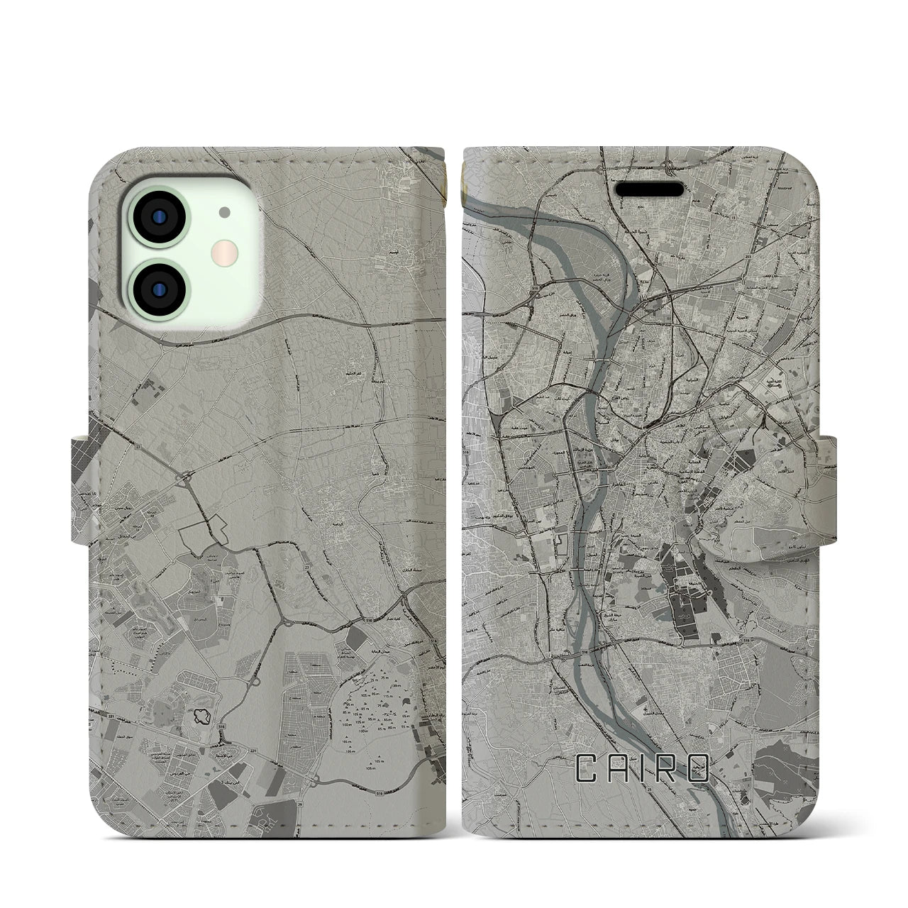 【カイロ(エジプト)】地図柄iPhoneケース(手帳タイプ)