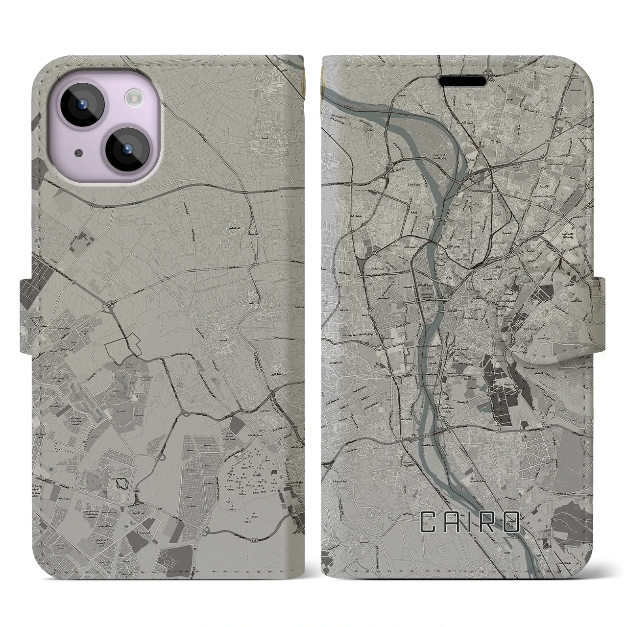 【カイロ(エジプト)】地図柄iPhoneケース(手帳タイプ)