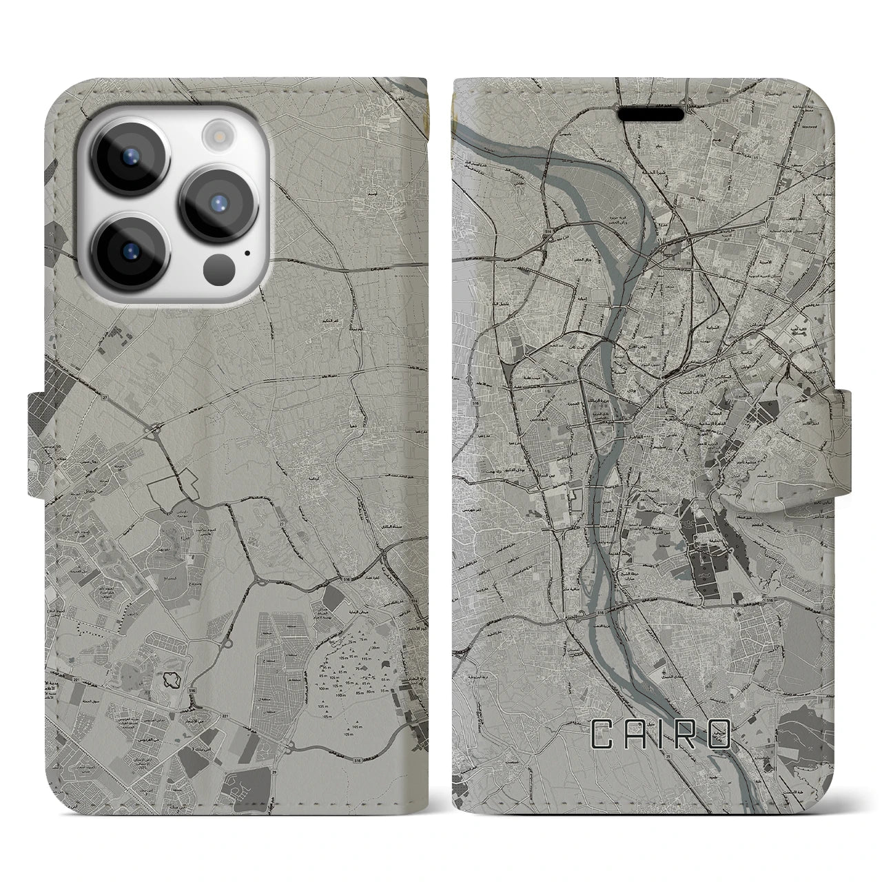 【カイロ(エジプト)】地図柄iPhoneケース(手帳タイプ)