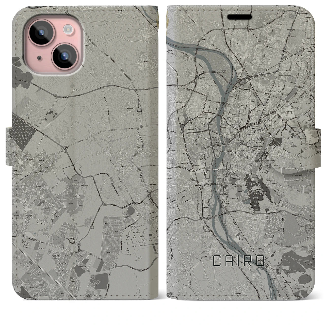 【カイロ(エジプト)】地図柄iPhoneケース(手帳タイプ)