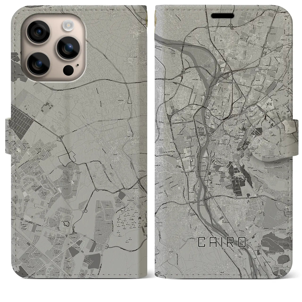 【カイロ(エジプト)】地図柄iPhoneケース(手帳タイプ)