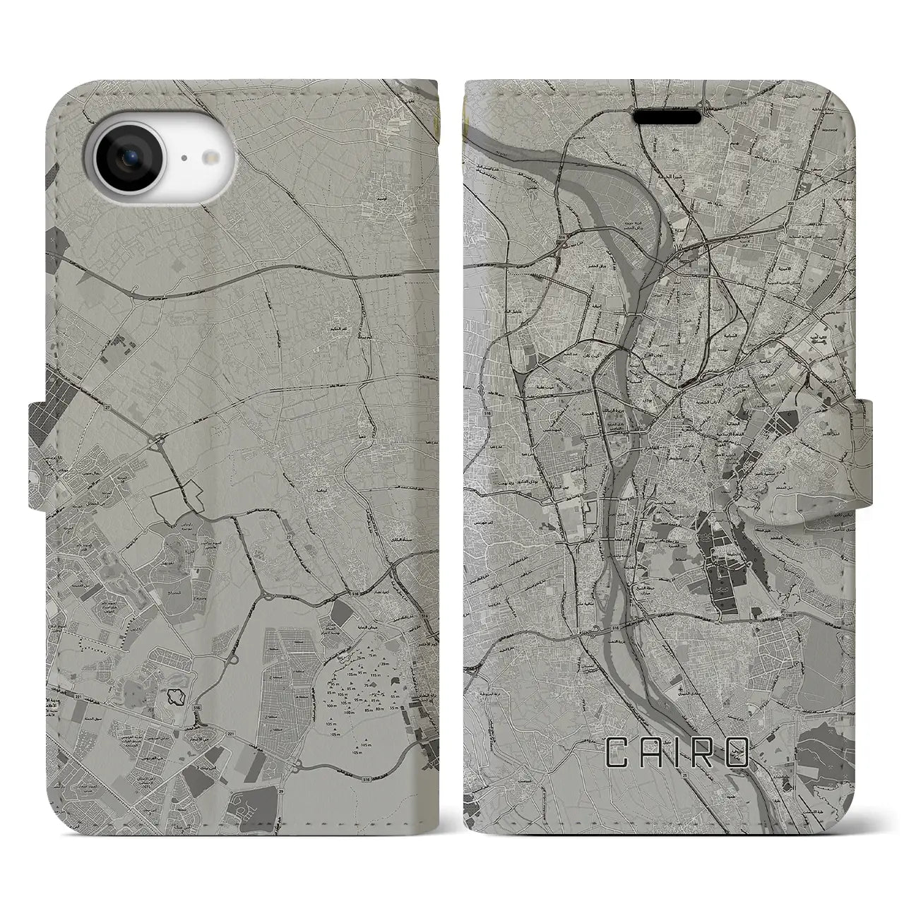 【カイロ(エジプト)】地図柄iPhoneケース(手帳タイプ)