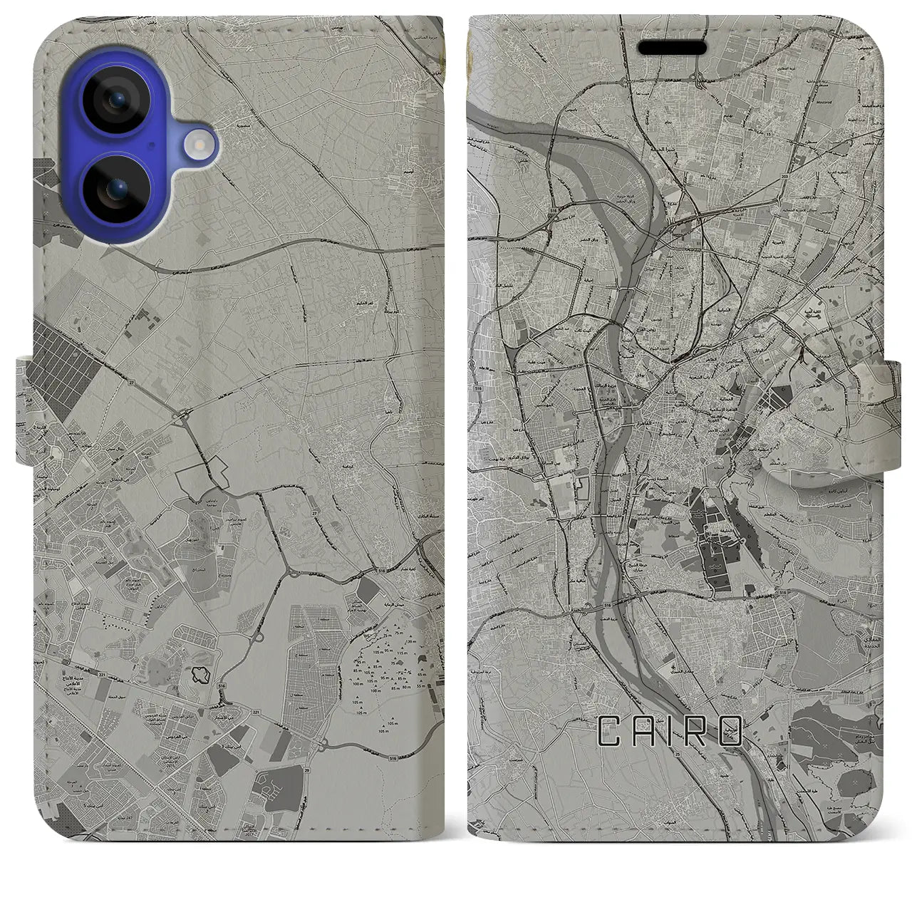 【カイロ(エジプト)】地図柄iPhoneケース(手帳タイプ)