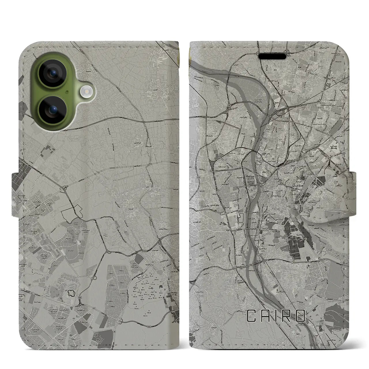 【カイロ(エジプト)】地図柄iPhoneケース(手帳タイプ)