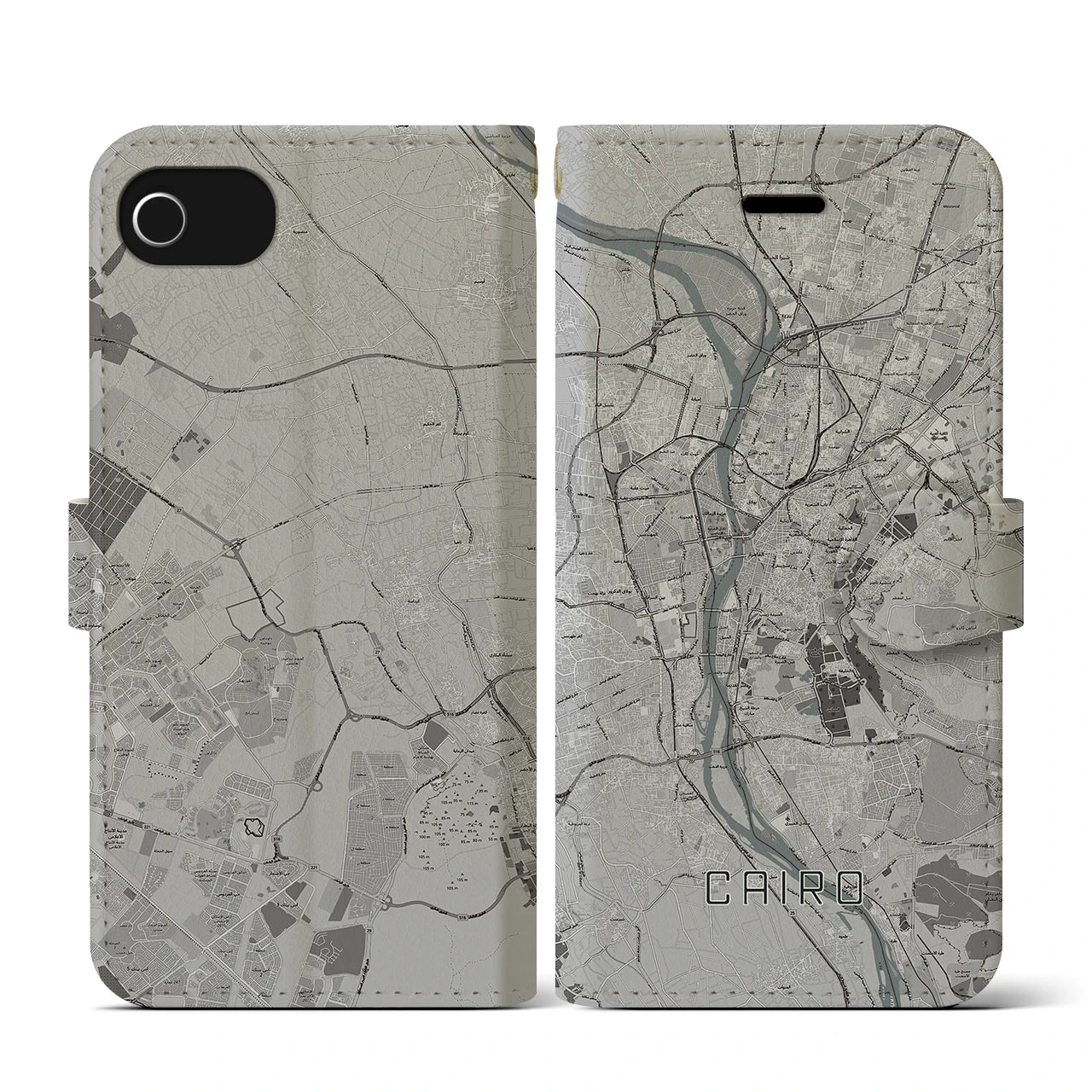 【カイロ(エジプト)】地図柄iPhoneケース(手帳タイプ)