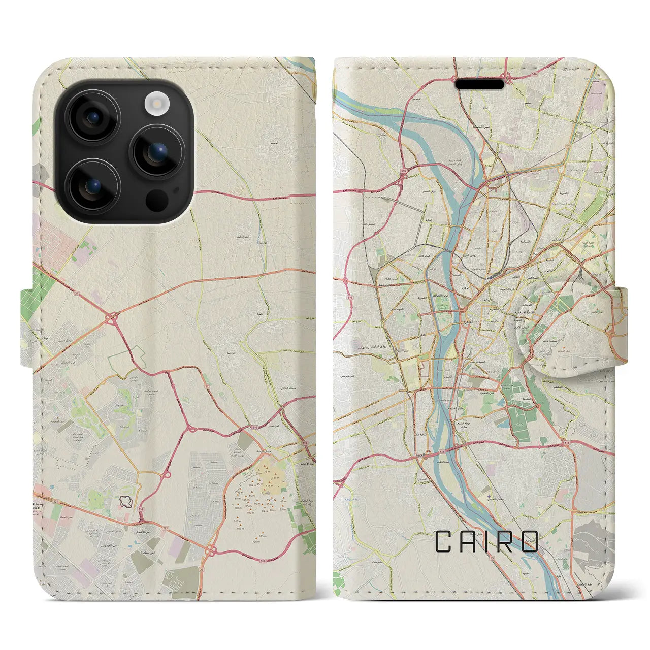 【カイロ(エジプト)】地図柄iPhoneケース(手帳タイプ)