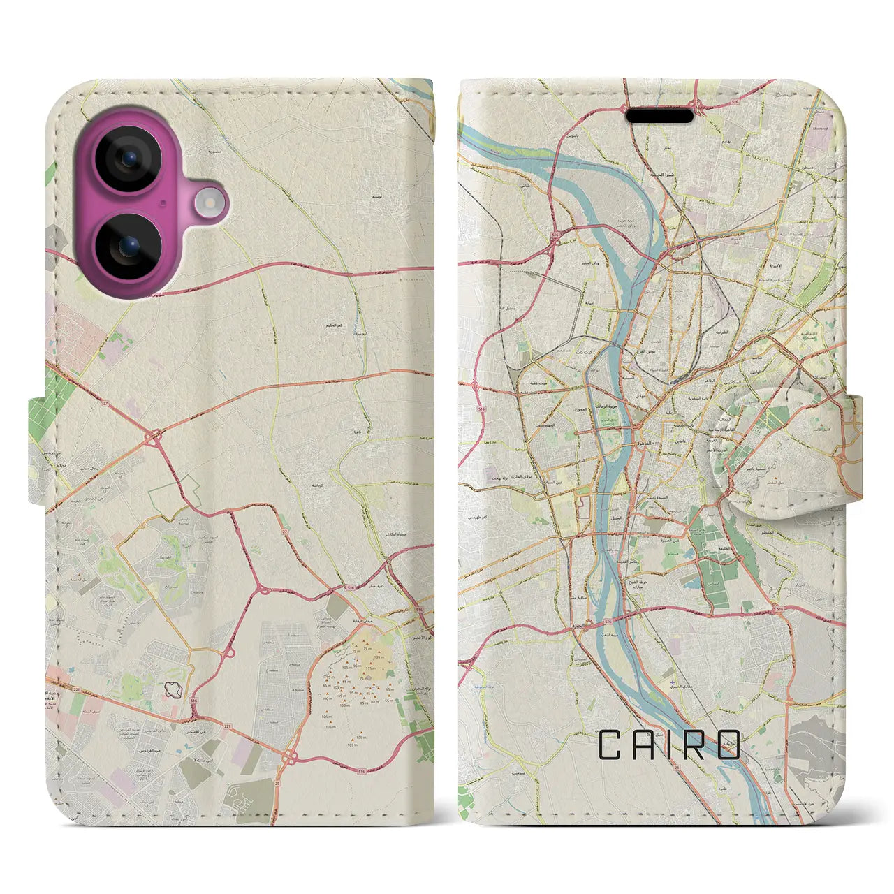 【カイロ(エジプト)】地図柄iPhoneケース(手帳タイプ)