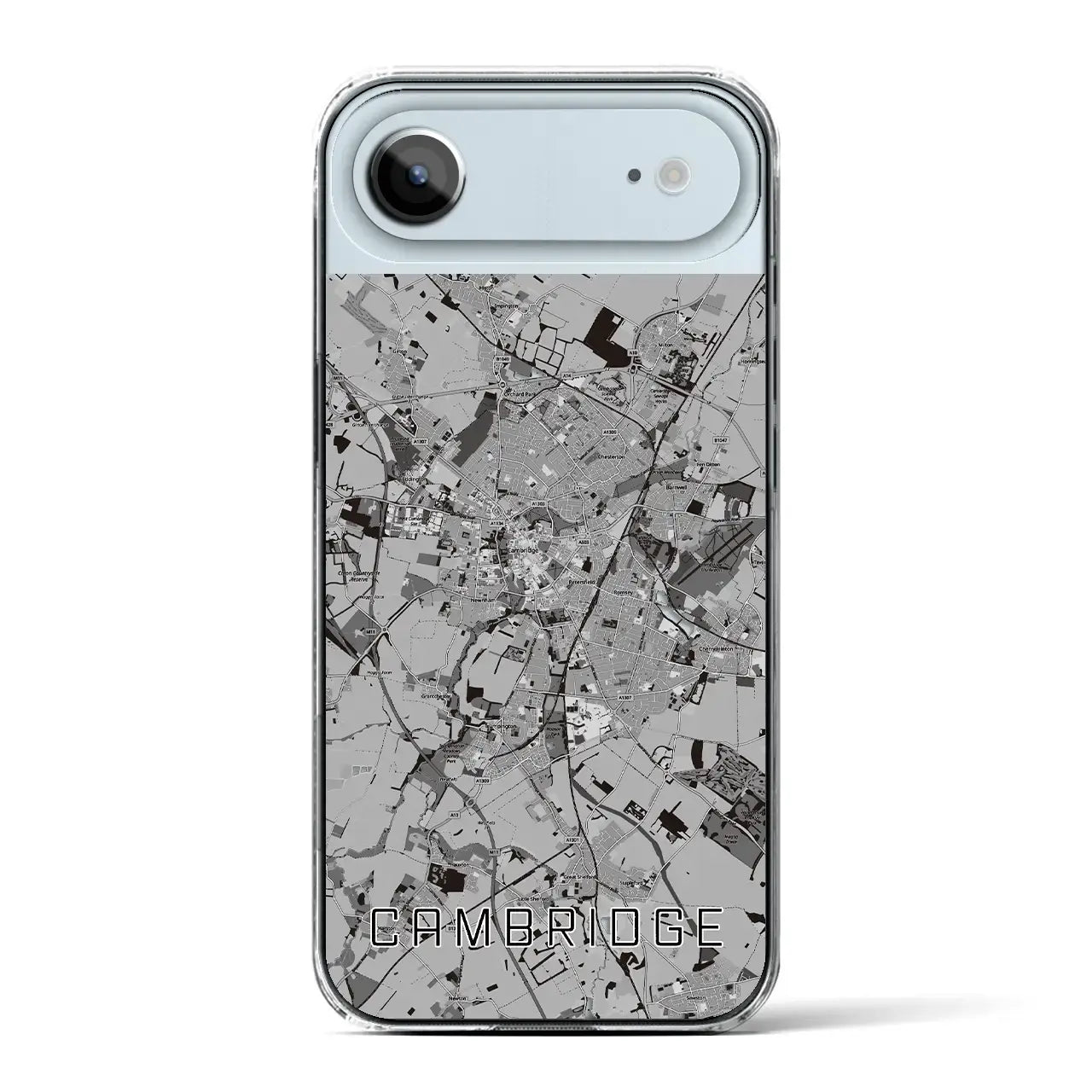 【ケンブリッジ(イギリス)】地図柄iPhoneケース(クリアタイプ)モノトーン・iPhone 17 Pro Max 用