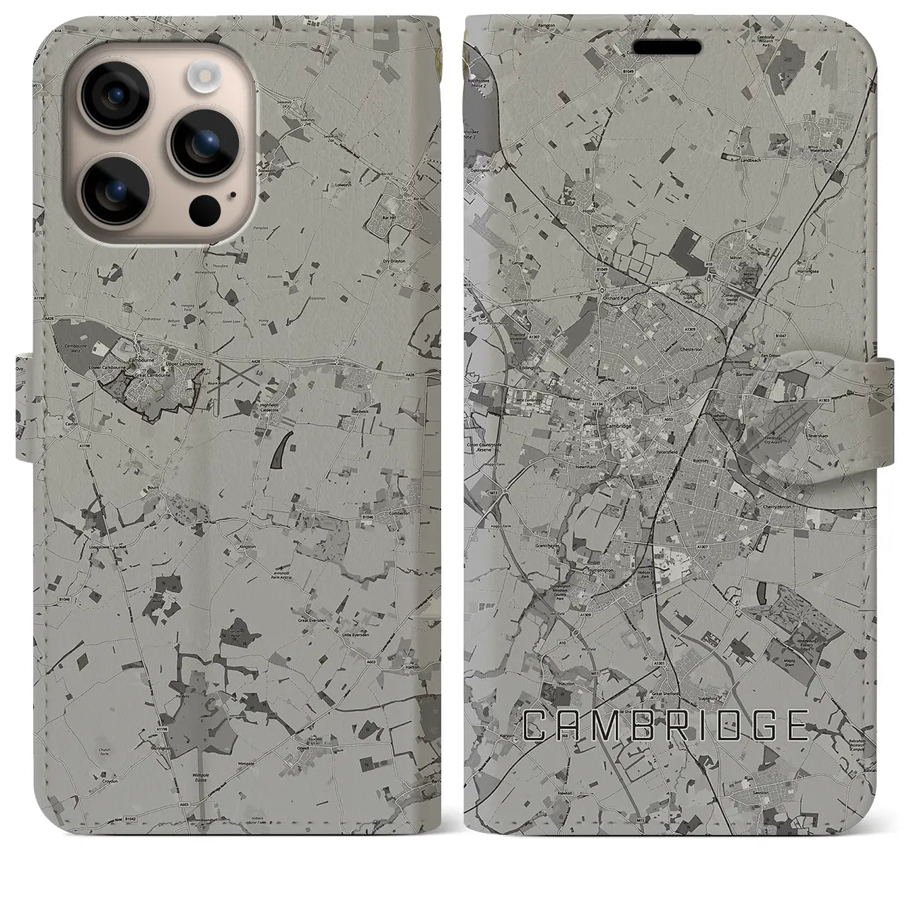 【ケンブリッジ(イギリス)】地図柄iPhoneケース(手帳タイプ)