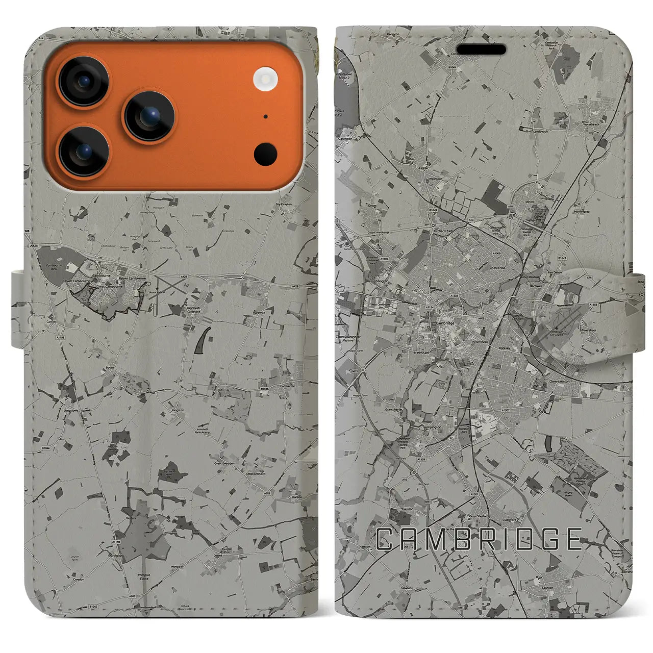 【ケンブリッジ(イギリス)】地図柄iPhoneケース(手帳タイプ)