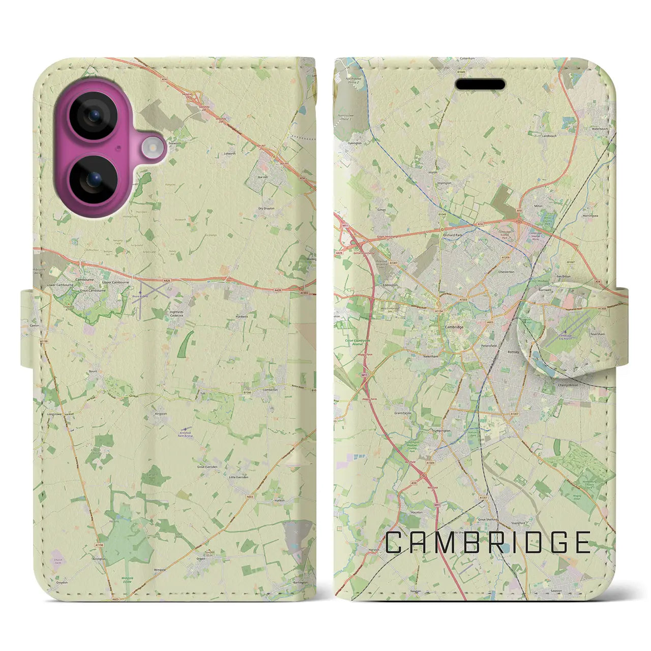 【ケンブリッジ(イギリス)】地図柄iPhoneケース(手帳タイプ)ナチュラル・iPhone 16 Pro 用