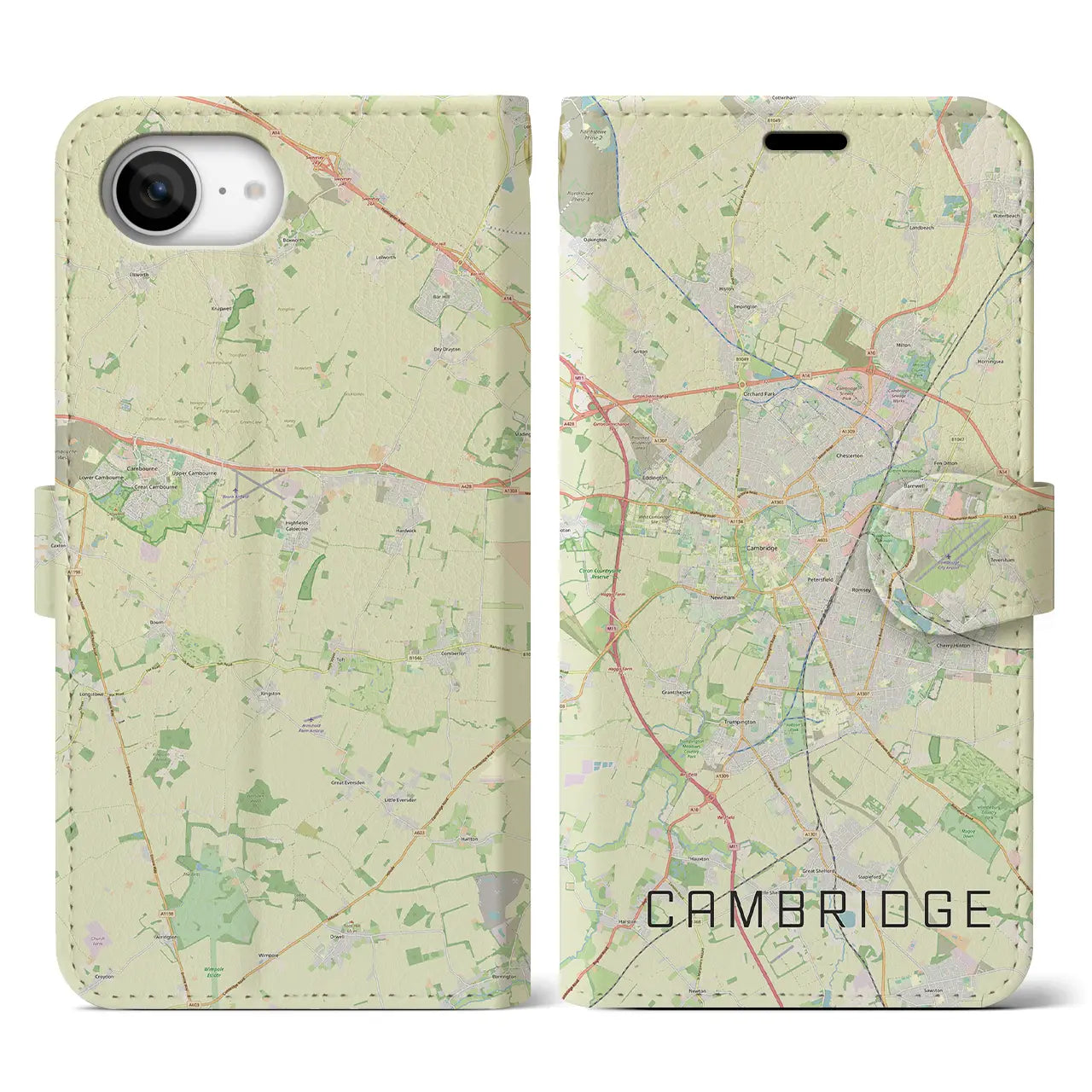 【ケンブリッジ(イギリス)】地図柄iPhoneケース(手帳タイプ)