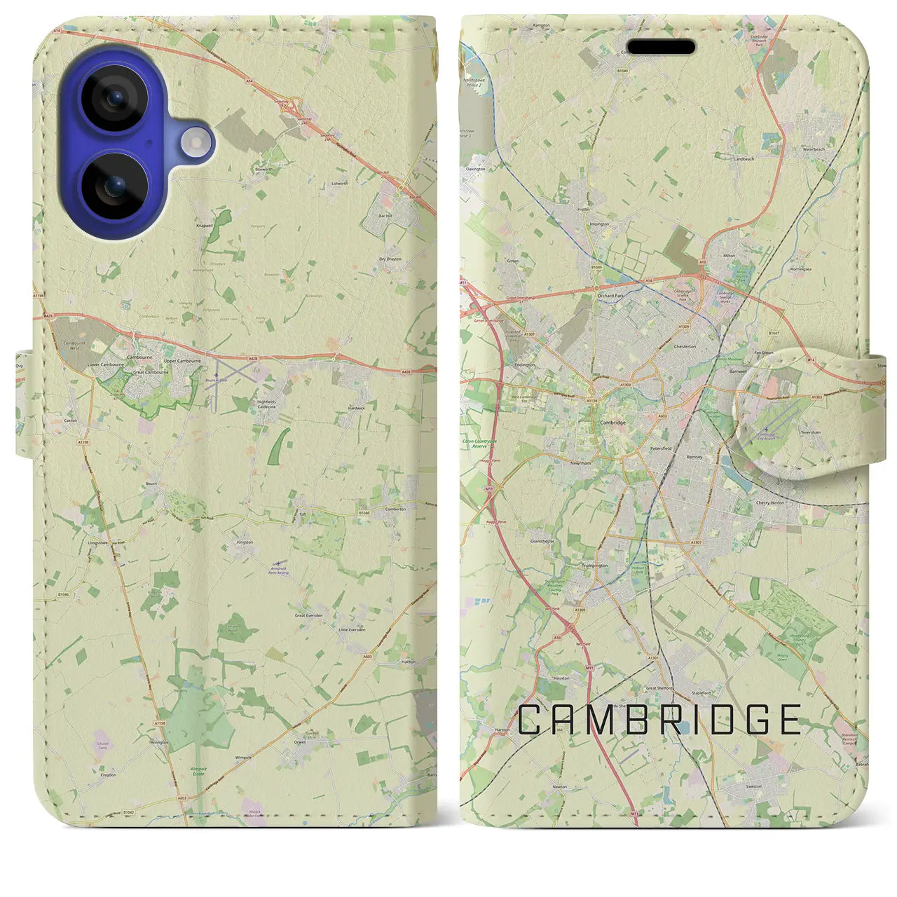 【ケンブリッジ(イギリス)】地図柄iPhoneケース(手帳タイプ)ナチュラル・iPhone 16 Pro Max 用