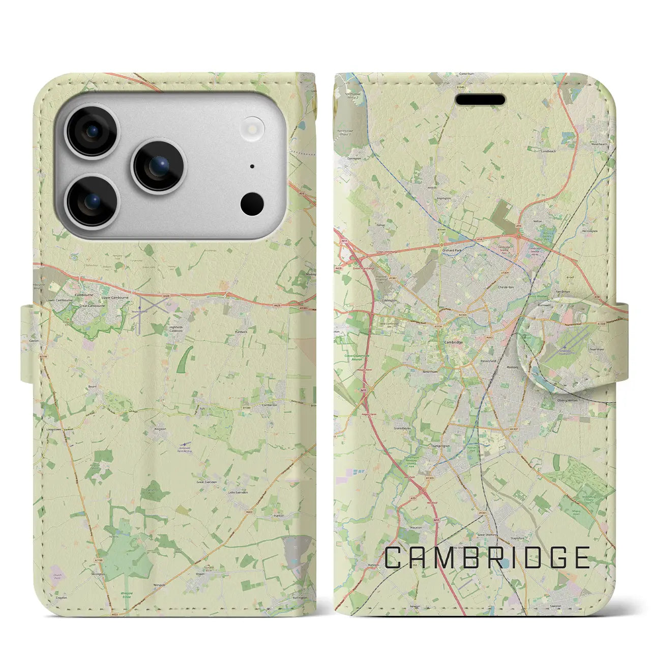 【ケンブリッジ(イギリス)】地図柄iPhoneケース(手帳タイプ)