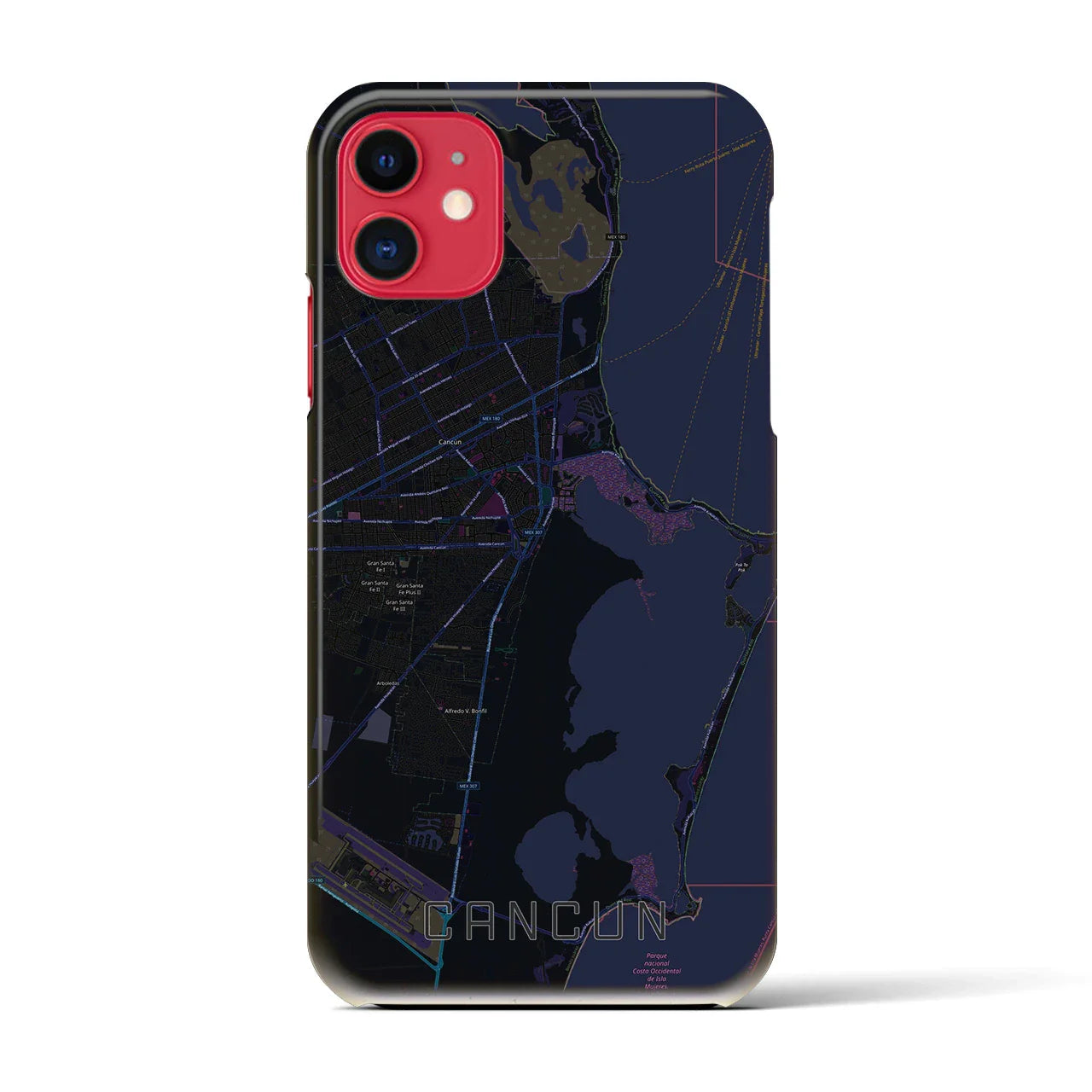 【カンクン(メキシコ)】地図柄iPhoneケース(バックカバータイプ)