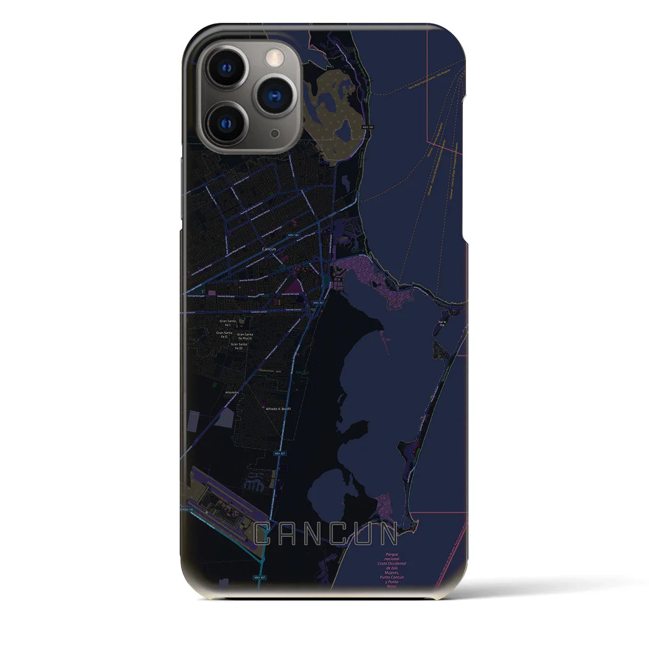 【カンクン(メキシコ)】地図柄iPhoneケース(バックカバータイプ)