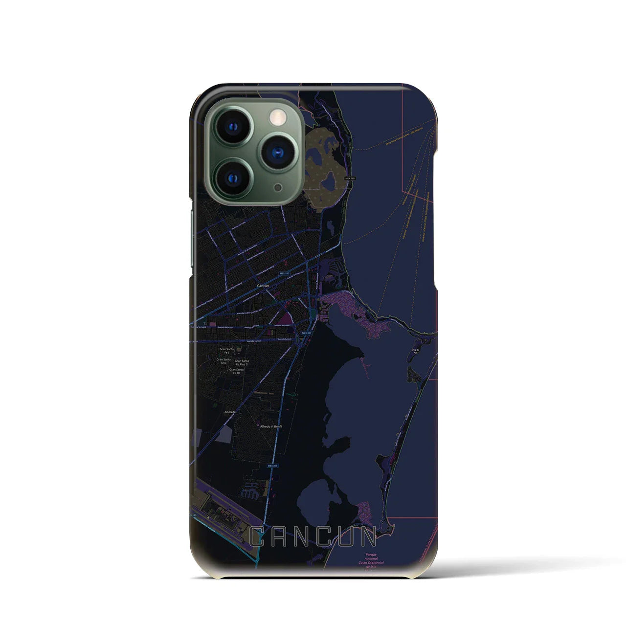 【カンクン(メキシコ)】地図柄iPhoneケース(バックカバータイプ)