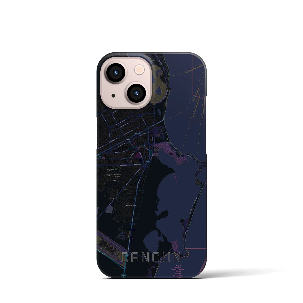 【カンクン(メキシコ)】地図柄iPhoneケース(バックカバータイプ)