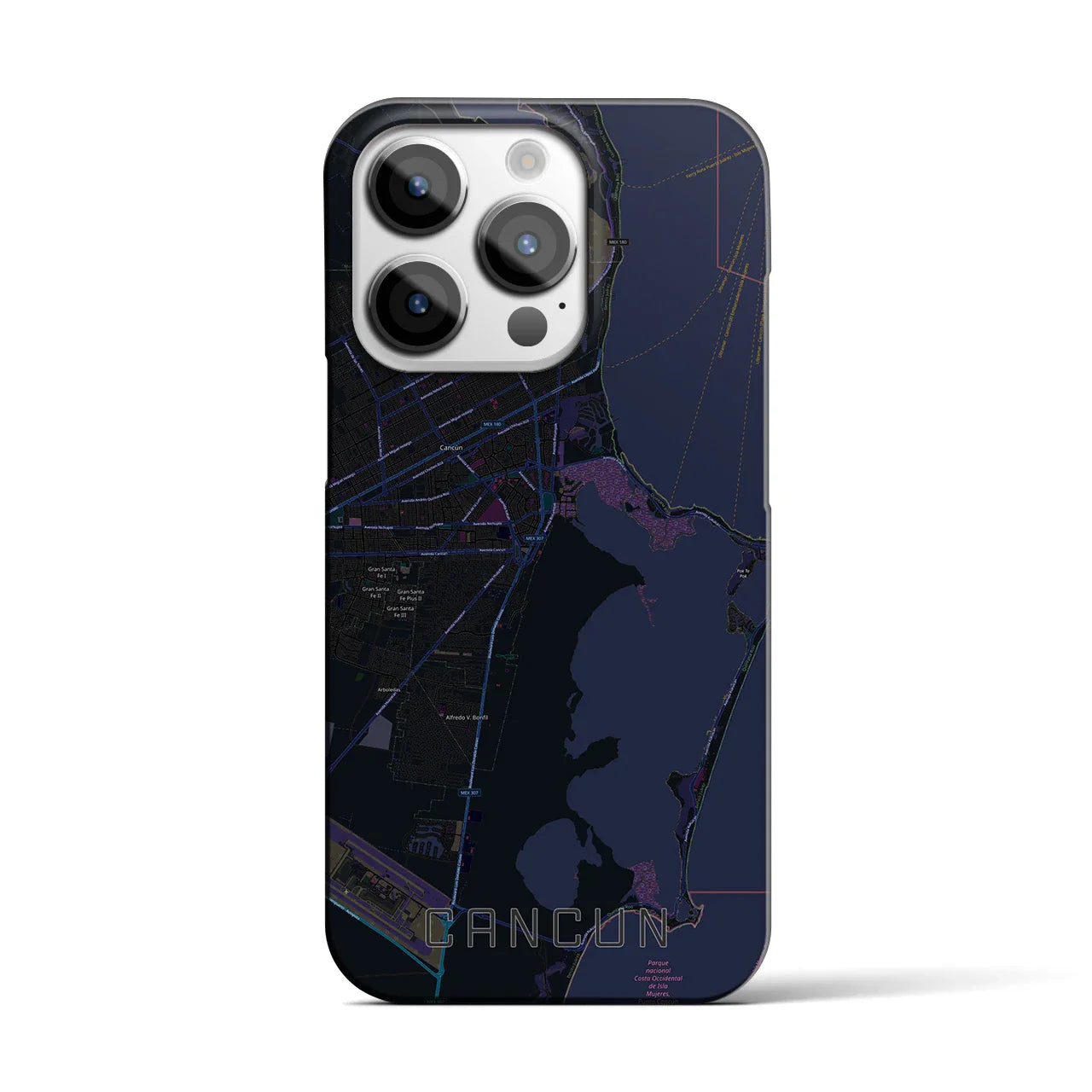 【カンクン(メキシコ)】地図柄iPhoneケース(バックカバータイプ)