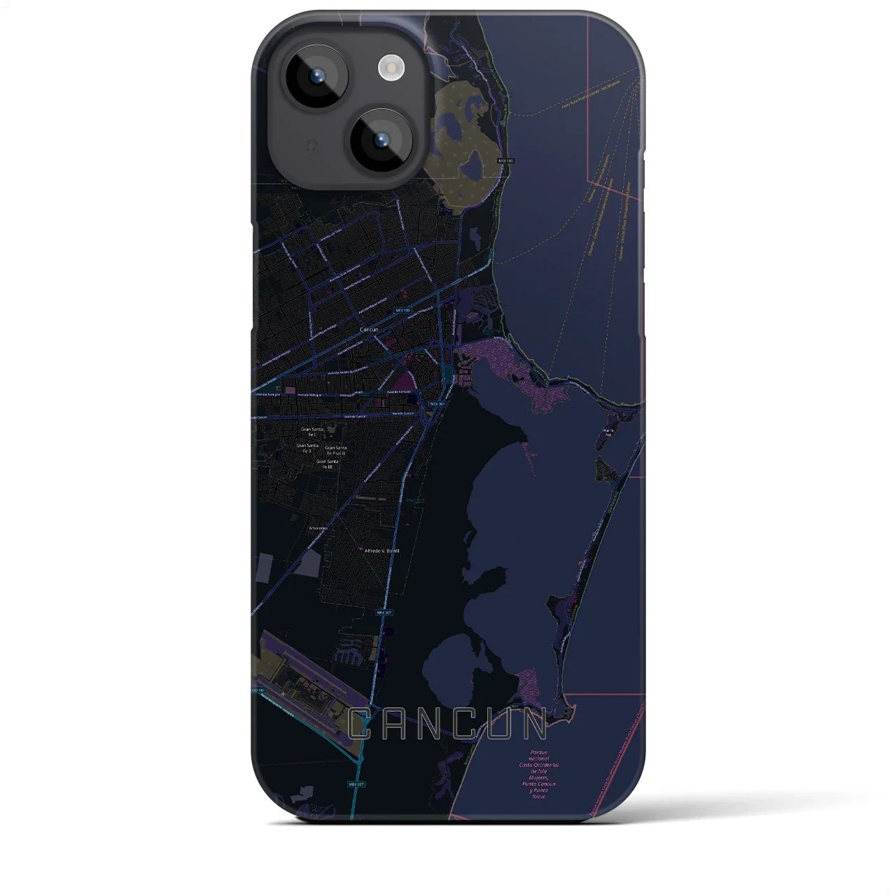 【カンクン(メキシコ)】地図柄iPhoneケース(バックカバータイプ)