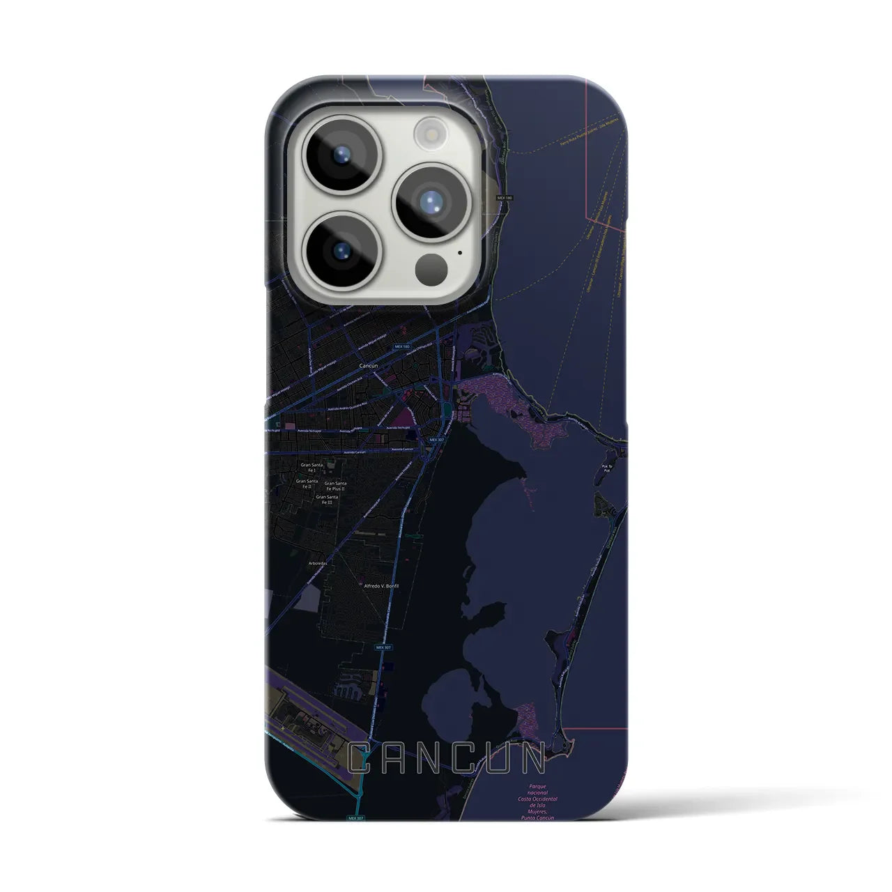 【カンクン(メキシコ)】地図柄iPhoneケース(バックカバータイプ)