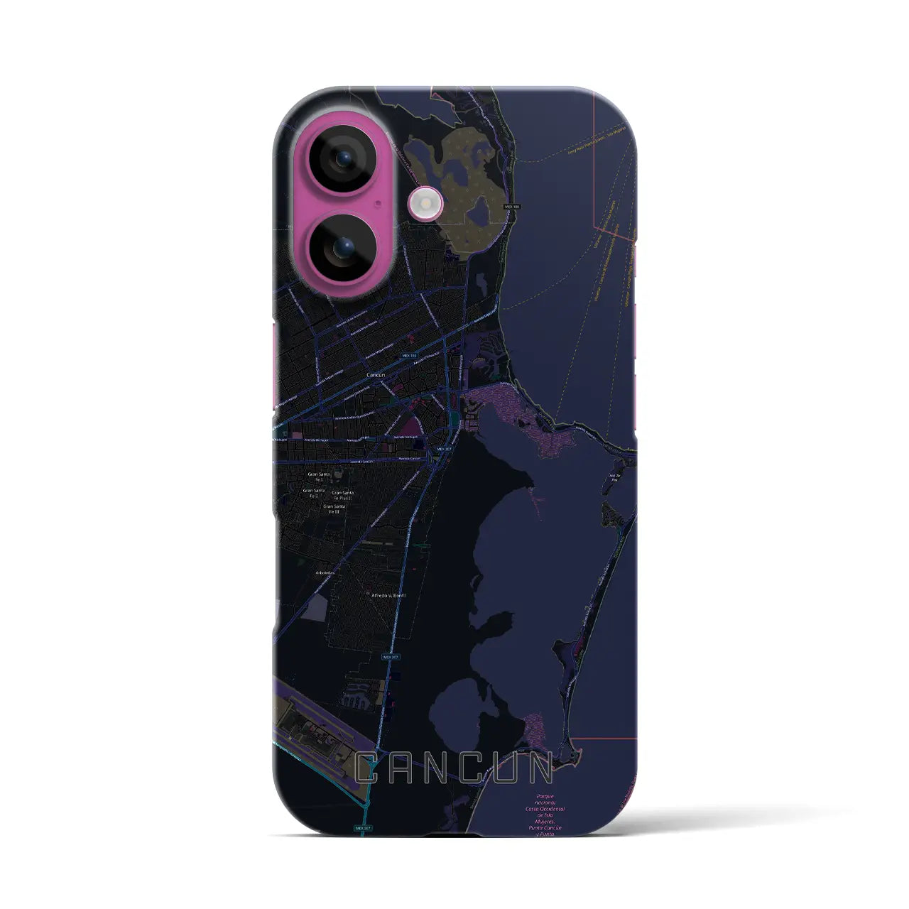 【カンクン(メキシコ)】地図柄iPhoneケース(バックカバータイプ)