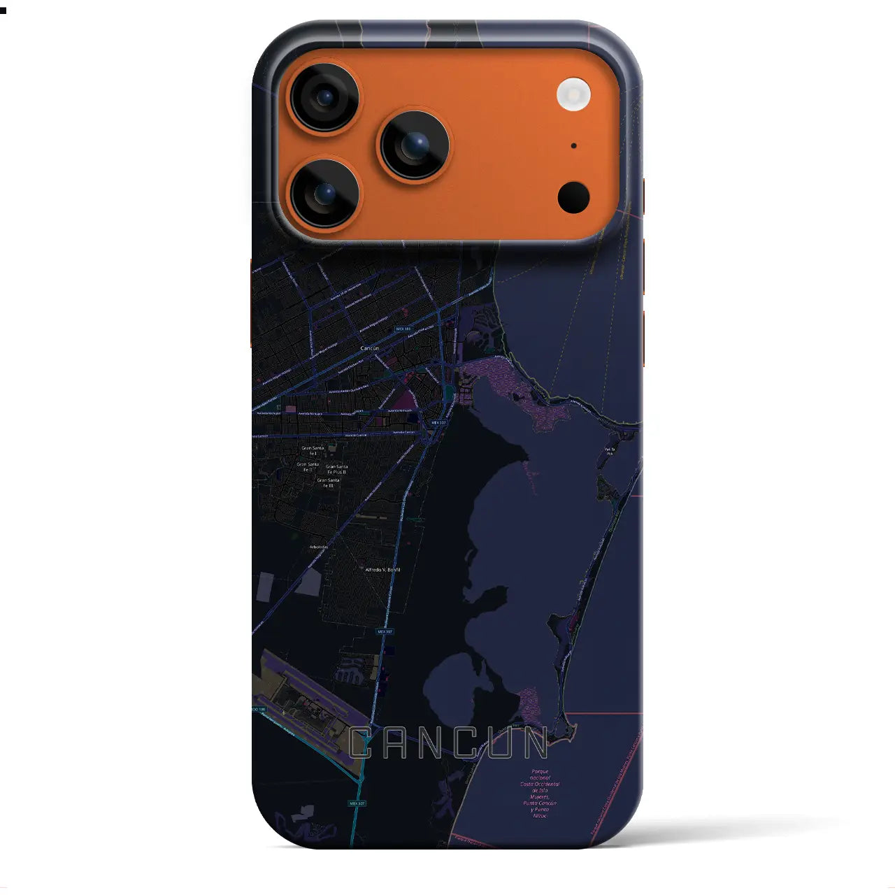 【カンクン(メキシコ)】地図柄iPhoneケース(バックカバータイプ)