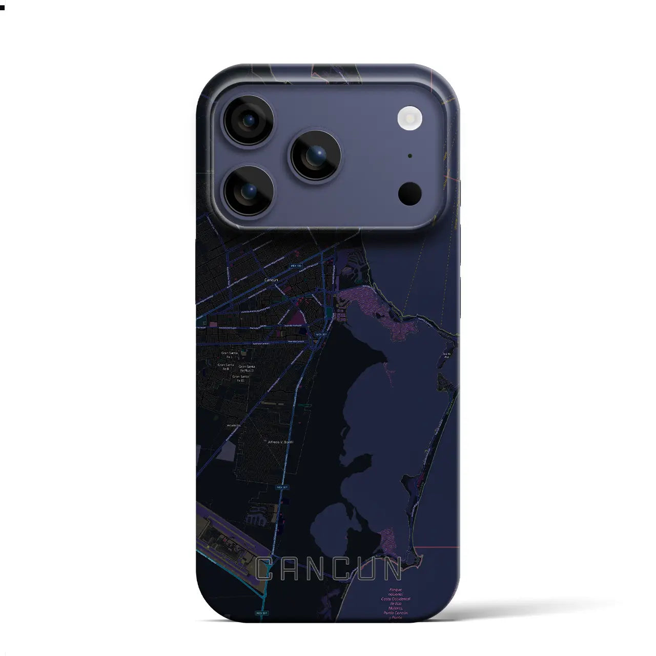 【カンクン(メキシコ)】地図柄iPhoneケース(バックカバータイプ)