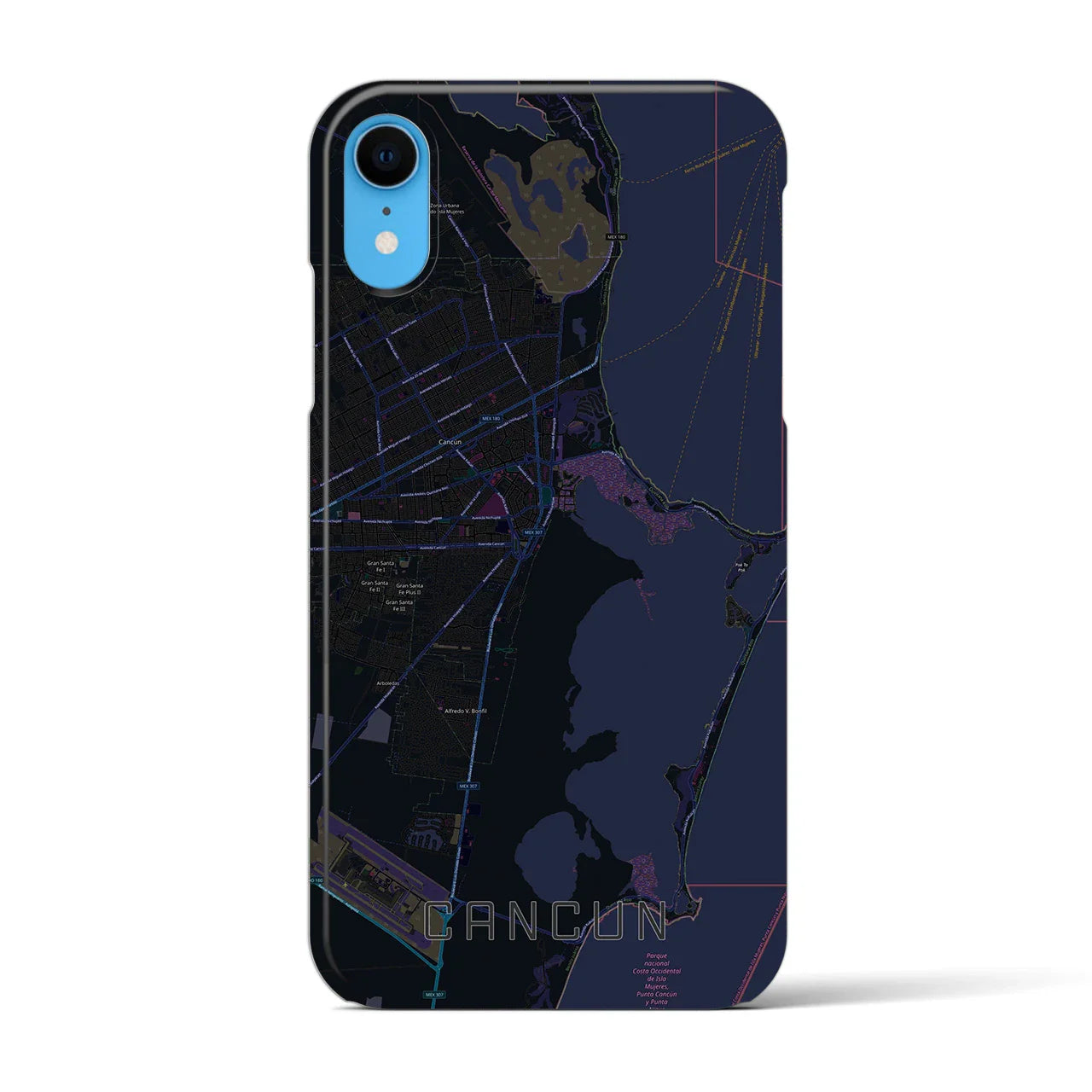 【カンクン(メキシコ)】地図柄iPhoneケース(バックカバータイプ)