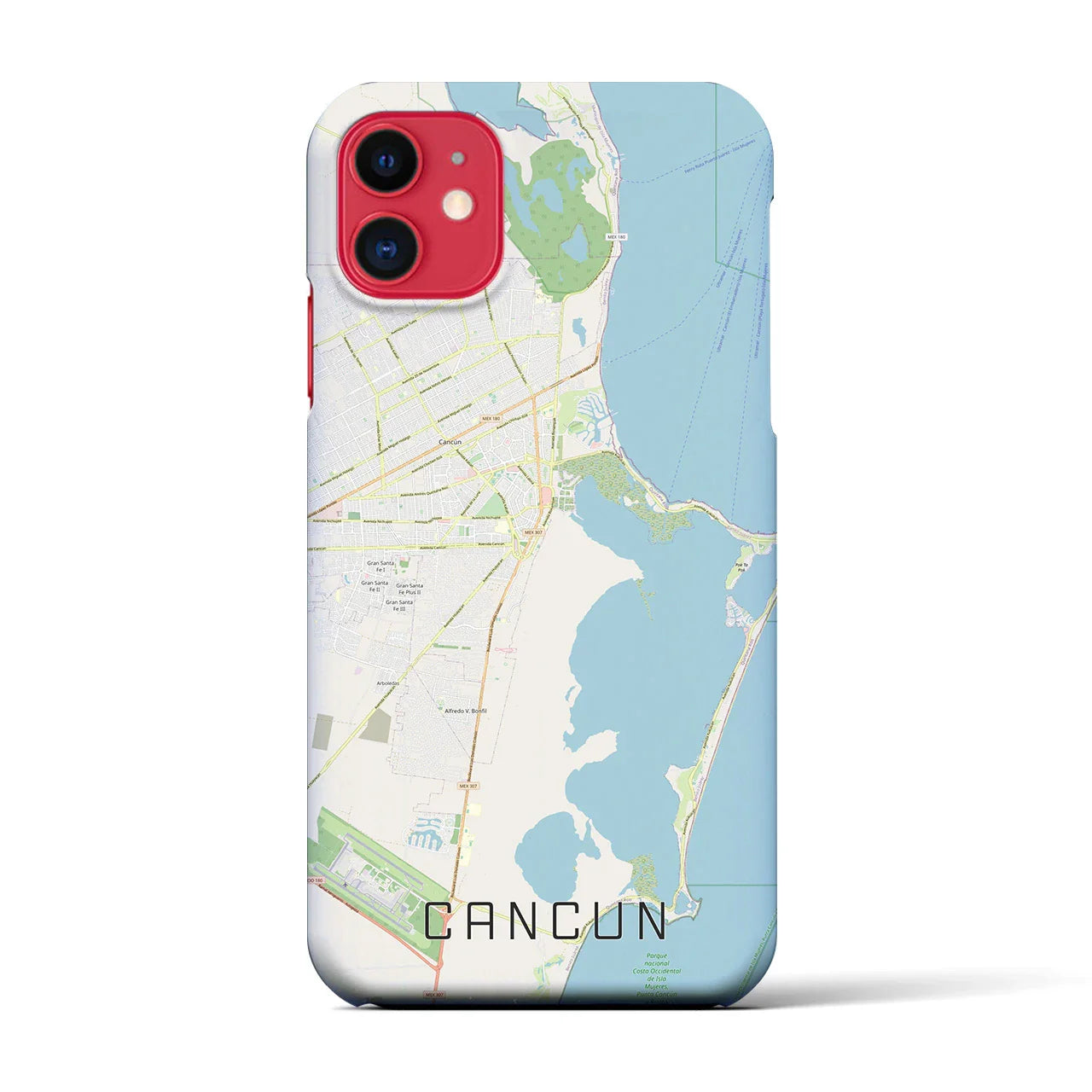 【カンクン(メキシコ)】地図柄iPhoneケース(バックカバータイプ)