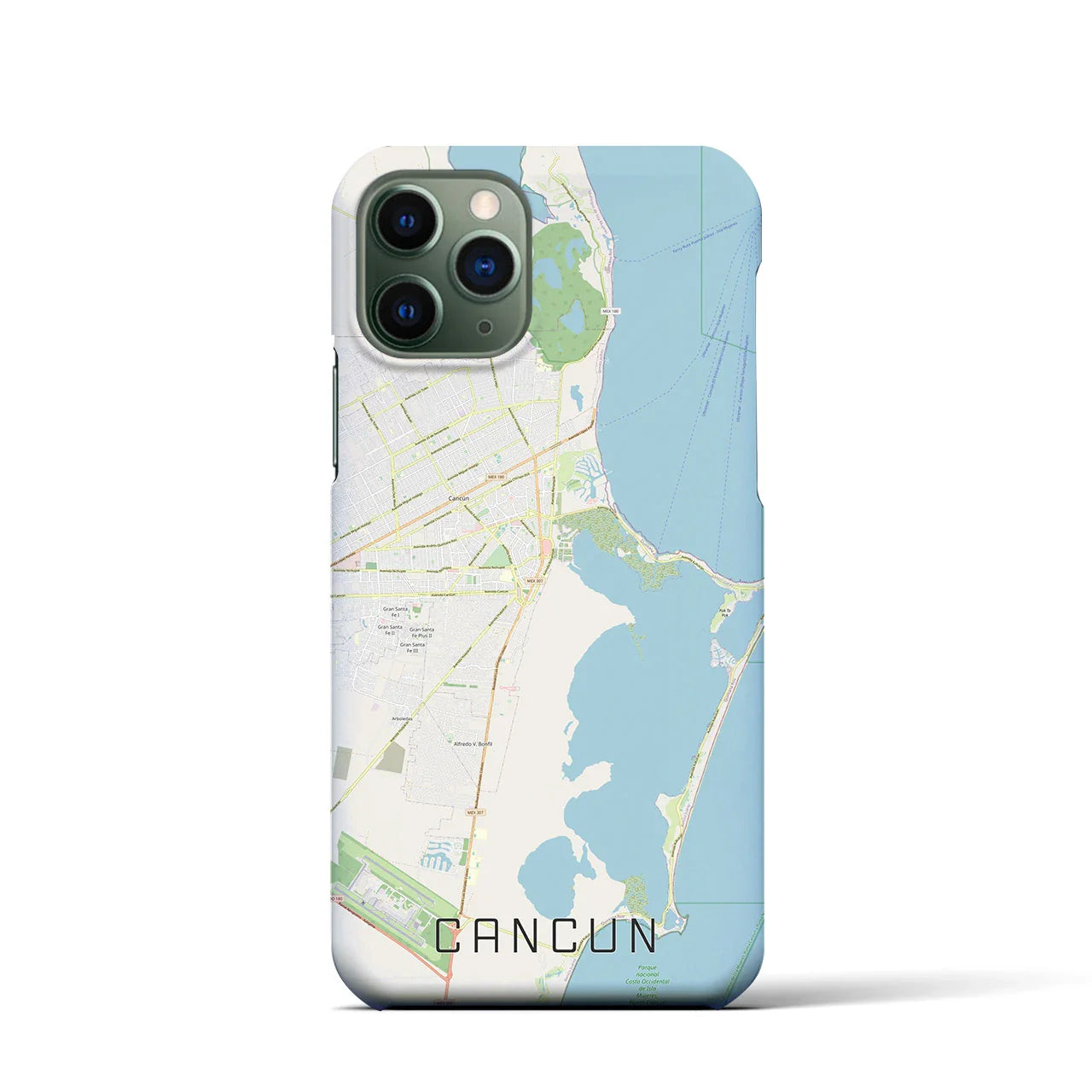 【カンクン(メキシコ)】地図柄iPhoneケース(バックカバータイプ)