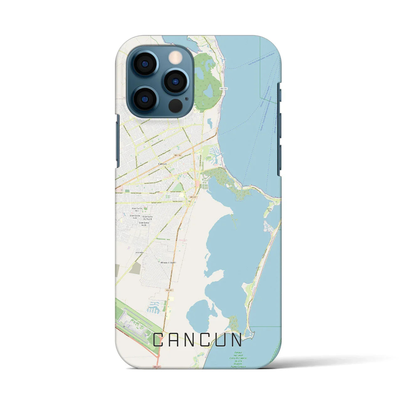 【カンクン(メキシコ)】地図柄iPhoneケース(バックカバータイプ)