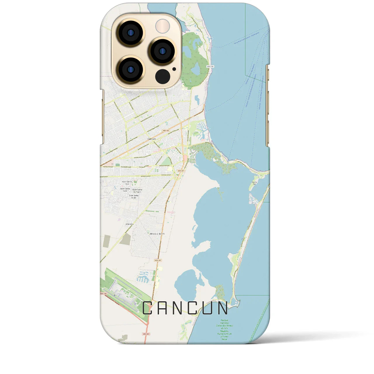 【カンクン(メキシコ)】地図柄iPhoneケース(バックカバータイプ)